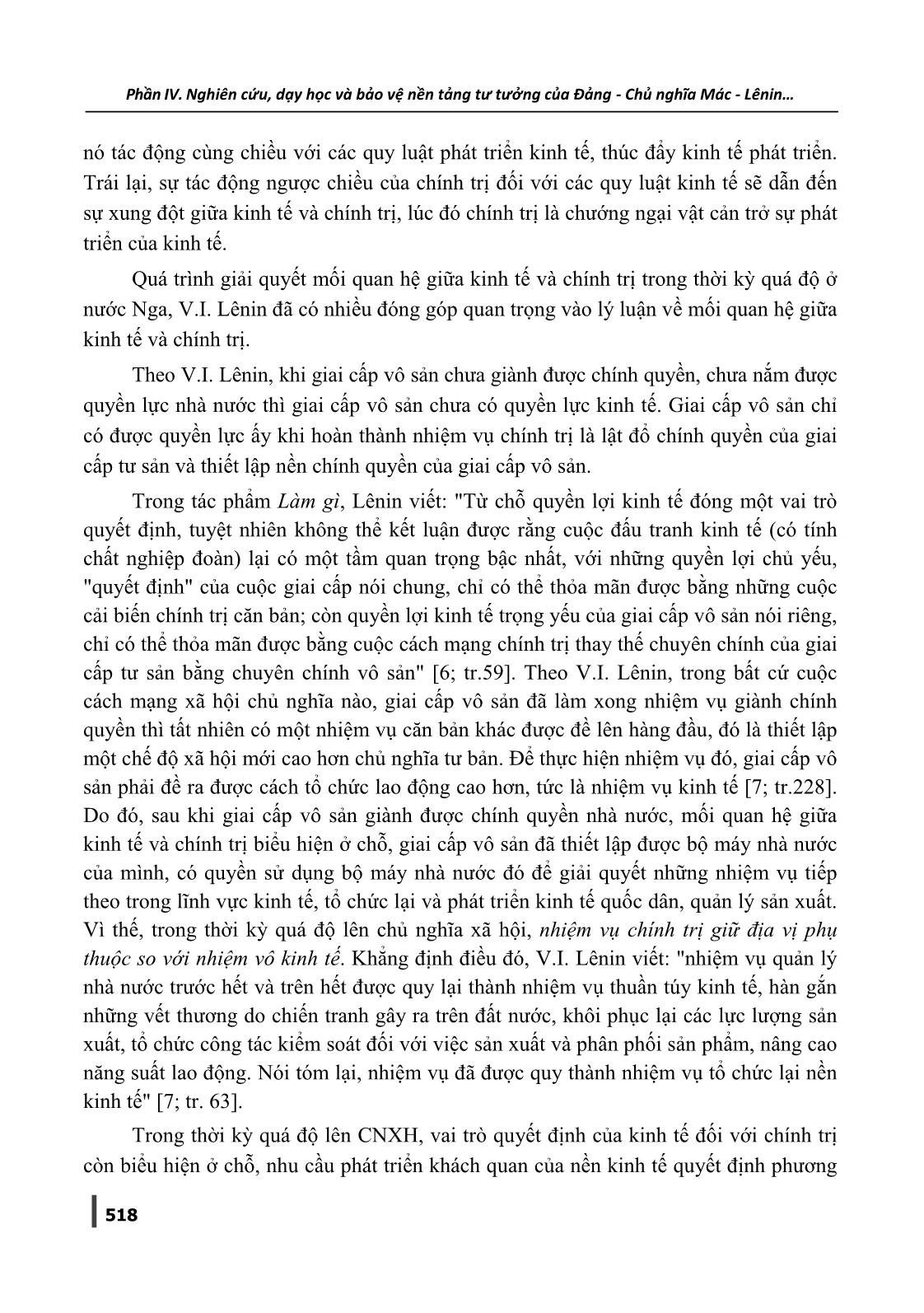 Quan điểm của Chủ nghĩa Mác-Lênin về mối quan hệ giữa kinh tế và chính trị và sự vận dụng của Đảng Cộng sản Việt Nam trong thời kỳ đổi mới đất nước trang 5