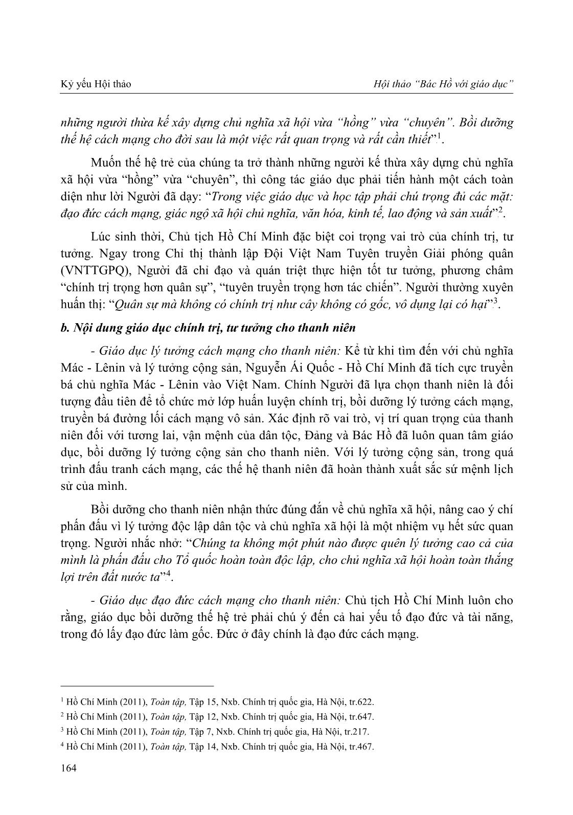 Quan điểm của Chủ tịch Hồ Chí Minh về giáo dục chính trị tư tưởng cho thanh niên và giải pháp nâng cao chất lượng giáo dục chính trị, tư tưởng cho sinh viên tại trường Đại học Sư phạm, Đại học Huế trang 2