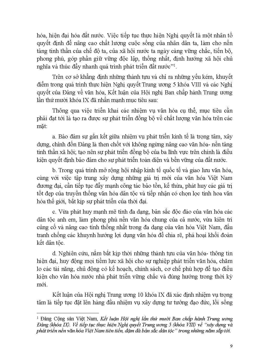 Quan điểm của Đảng, nhà nước về phát triển văn hoá, xây dựng con người trong giai đoạn mới trang 9