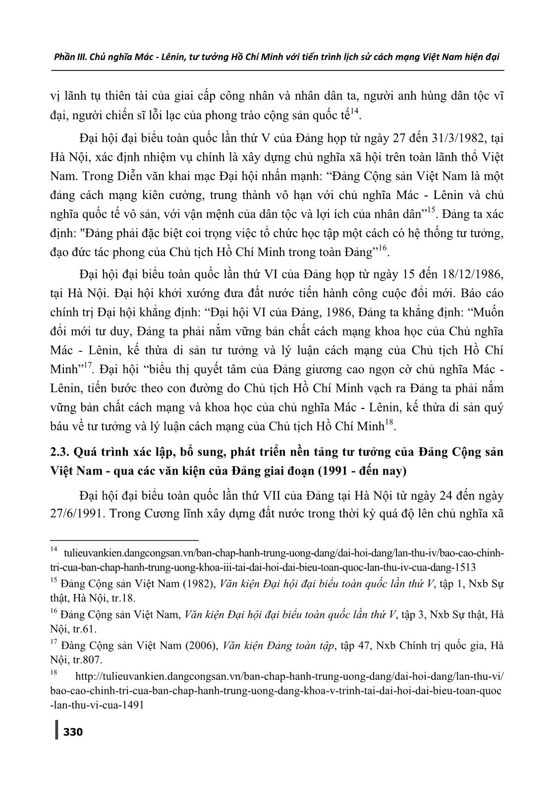 Quá trình kiến tạo, xác lập, bổ sung, phát triển nền tảng tư tưởng của Đảng - Qua các văn kiện đại hội Đảng Cộng sản Việt Nam trang 6