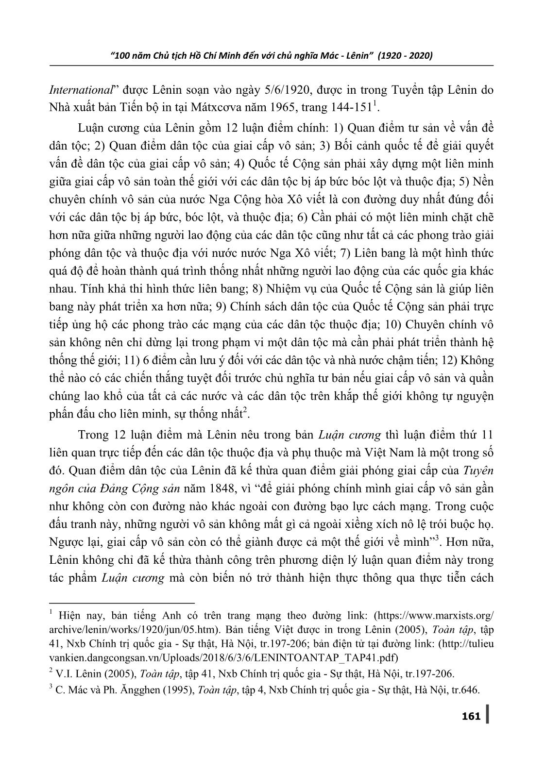 Sơ thảo lần thứ nhất luận cương về vấn đề dân tộc và thuộc địa của V.I. Lênin và sự vận dụng sáng tạo của Hồ Chí Minh vào xây dựng đường lối cách mạng Việt Nam trang 2