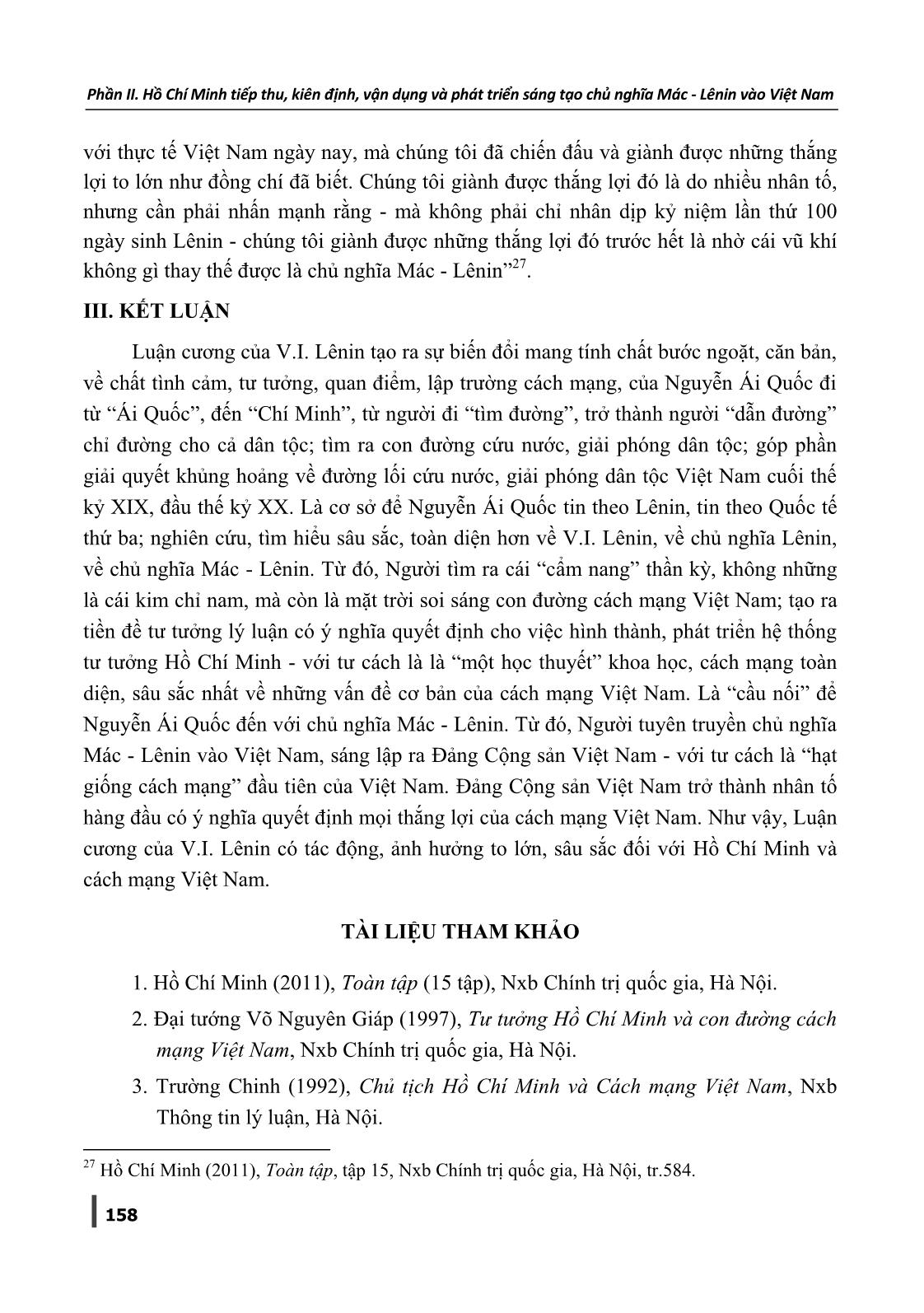 Sơ thảo lần thứ nhất những luận cương về vấn đề dân tộc và vấn đề thuộc địa của V.I. Lênin với Chủ tịch Hồ Chí Minh và cách mạng Việt Nam trang 10