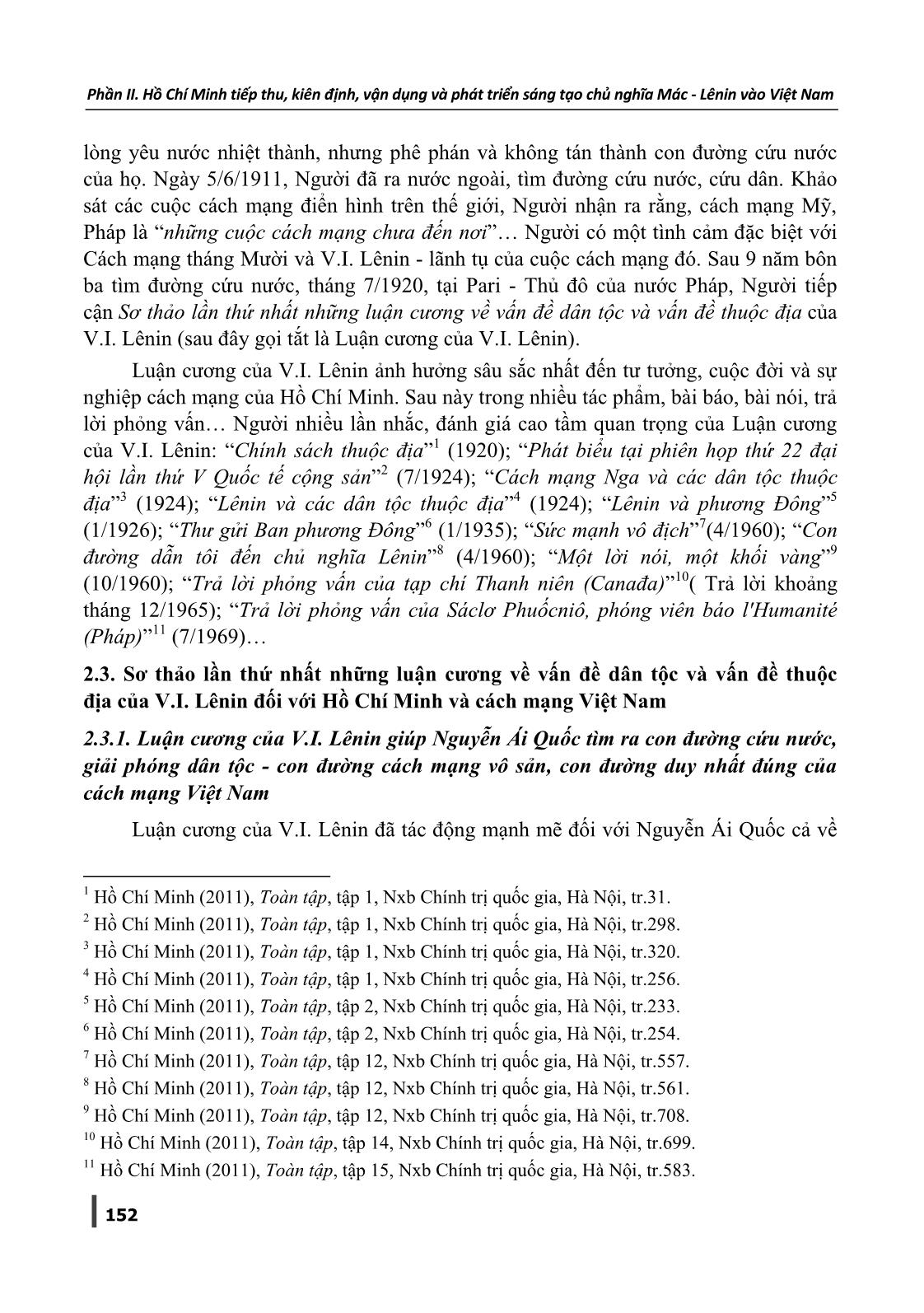 Sơ thảo lần thứ nhất những luận cương về vấn đề dân tộc và vấn đề thuộc địa của V.I. Lênin với Chủ tịch Hồ Chí Minh và cách mạng Việt Nam trang 4