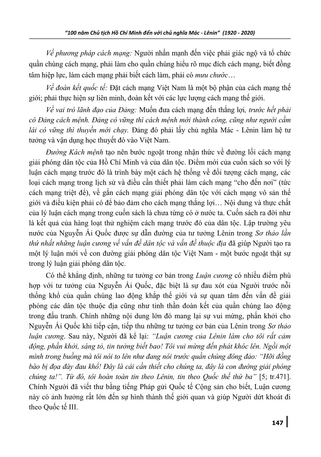 Sơ thảo lần thứ nhất những luận cương về vấn đề dân tộc và vấn đề thuộc địa của V.I. Lênin đối với sự hình thành con đường cách mạng của Nguyễn Ái Quốc trang 10