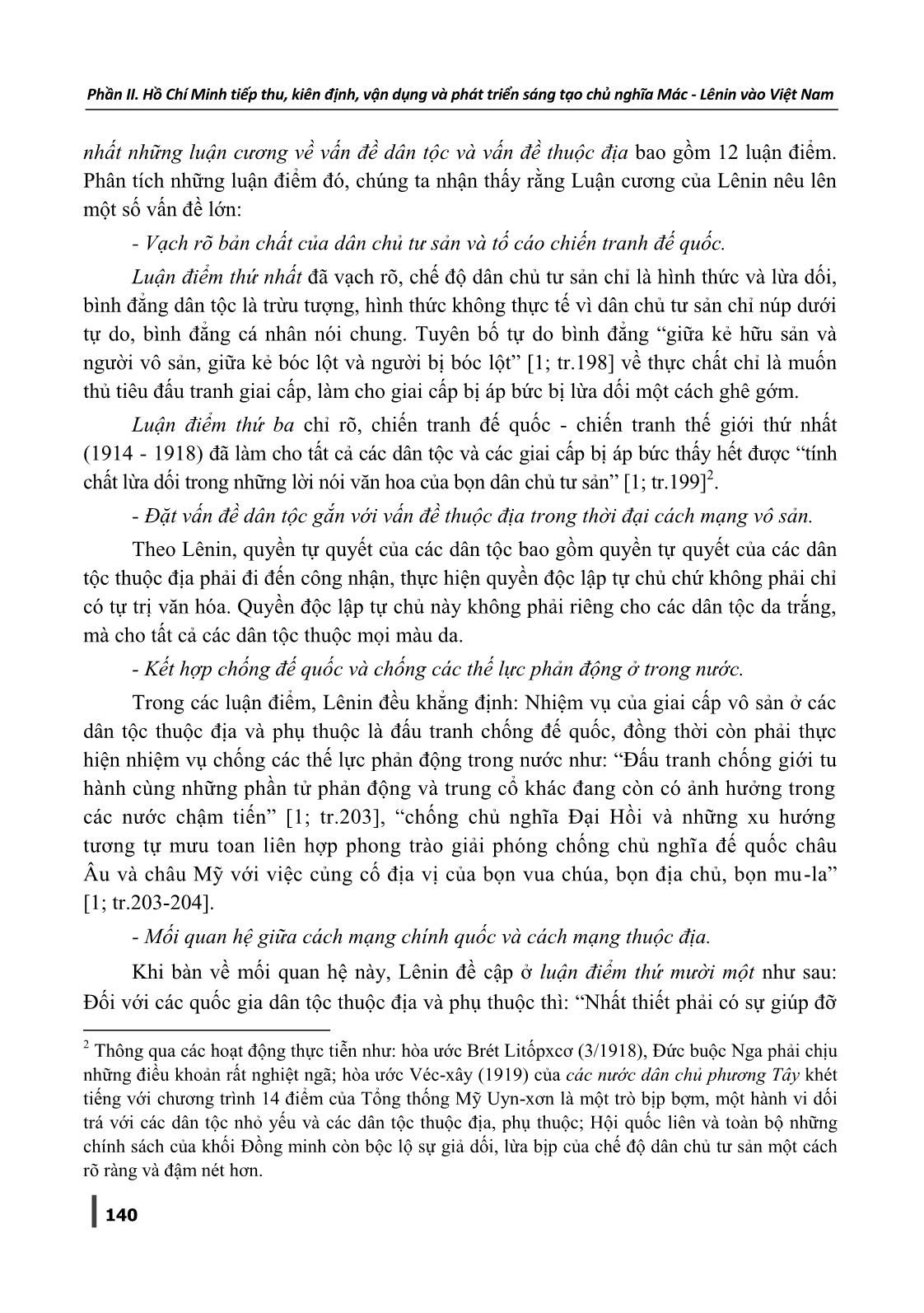 Sơ thảo lần thứ nhất những luận cương về vấn đề dân tộc và vấn đề thuộc địa của V.I. Lênin đối với sự hình thành con đường cách mạng của Nguyễn Ái Quốc trang 3