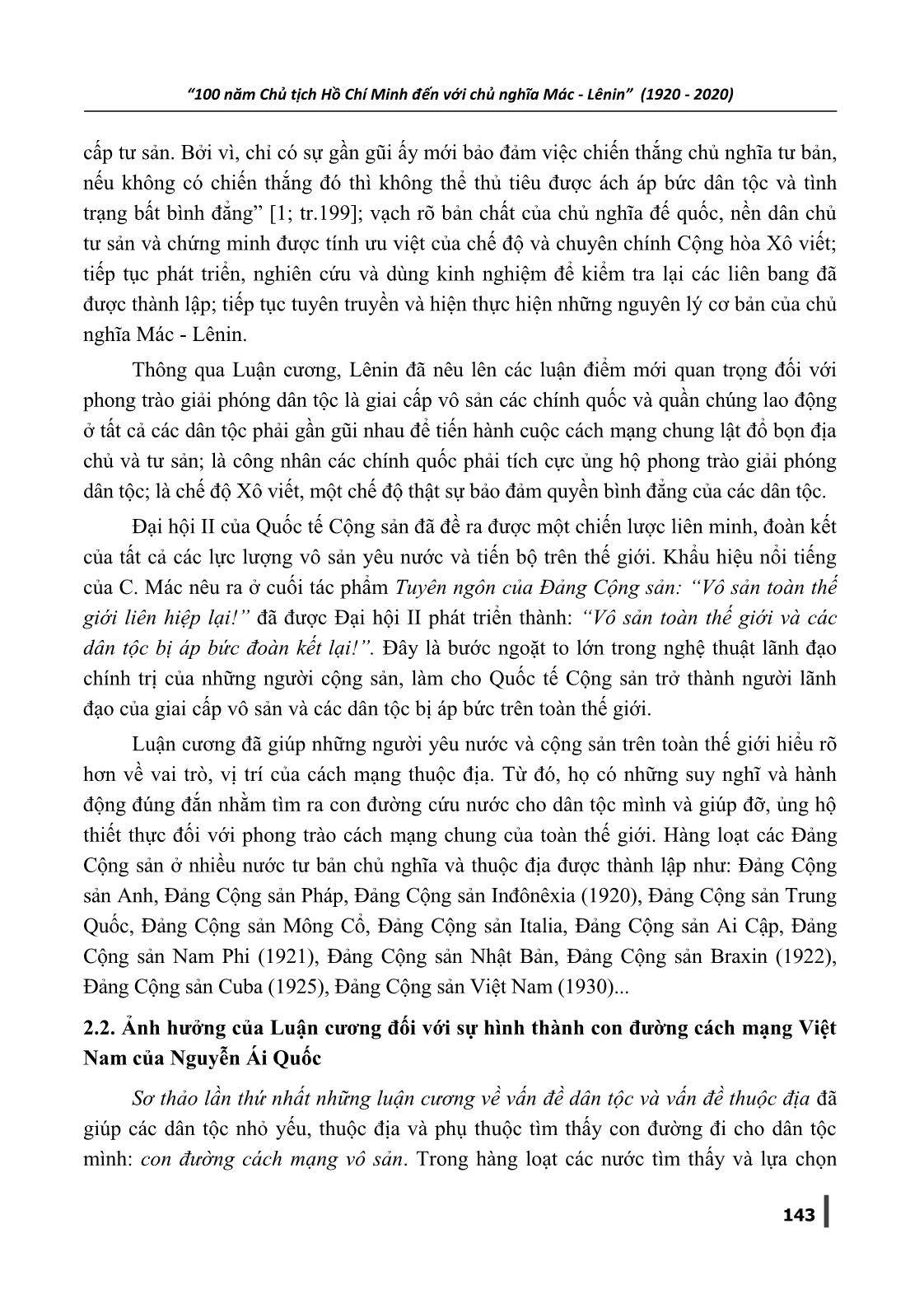 Sơ thảo lần thứ nhất những luận cương về vấn đề dân tộc và vấn đề thuộc địa của V.I. Lênin đối với sự hình thành con đường cách mạng của Nguyễn Ái Quốc trang 6