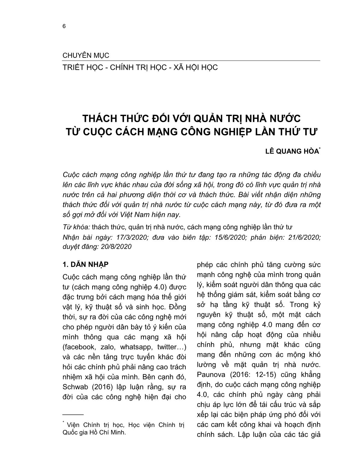 Thách thức đối với quản trị nhà nước từ cuộc cách mạng công nghiệp lần thứ tư trang 1