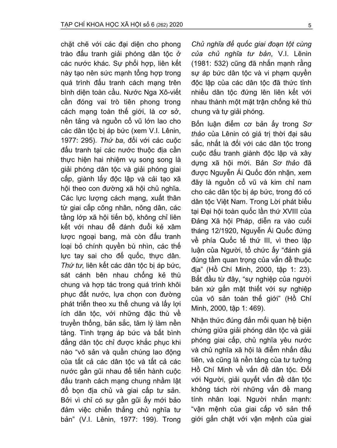 Từ sơ thảo lần thứ nhất những luận cương về vấn đề dân tộc và vấn đề thuộc địa của V.I. Lênin đến “Chủ nghĩa dân tộc” Hồ Chí Minh trang 5