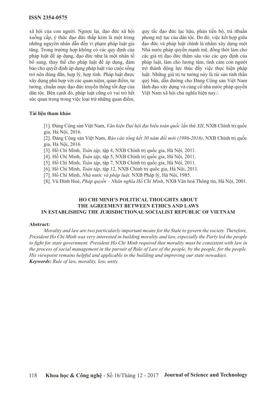 Tư tưởng của Hồ Chí Minh về sự thống nhất giữa đạo đức và pháp luật trong xây dựng nhà nước pháp quyền Xã hội Chủ nghĩa Việt Nam trang 6