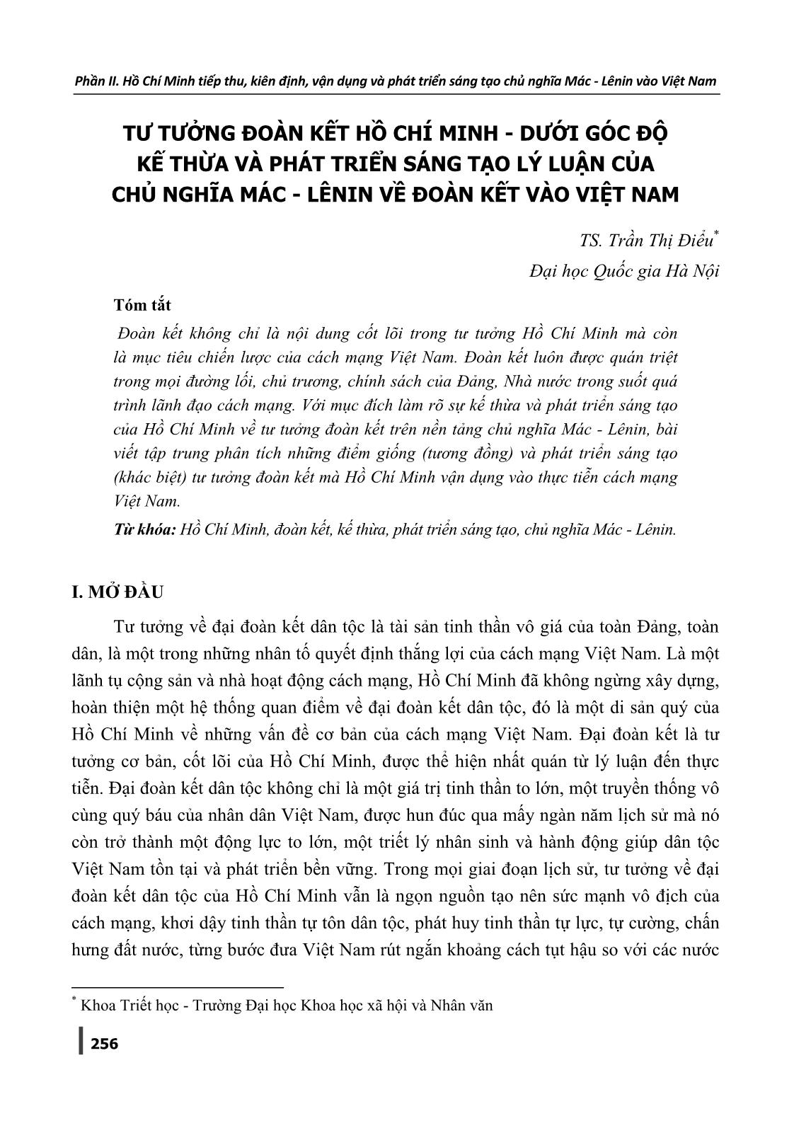 Tư tưởng đoàn kết Hồ Chí Minh - Dưới góc độ kế thừa và phát triển sáng tạo lý luận của Chủ nghĩa Mác-Lênin về đoàn kết vào Việt Nam trang 1