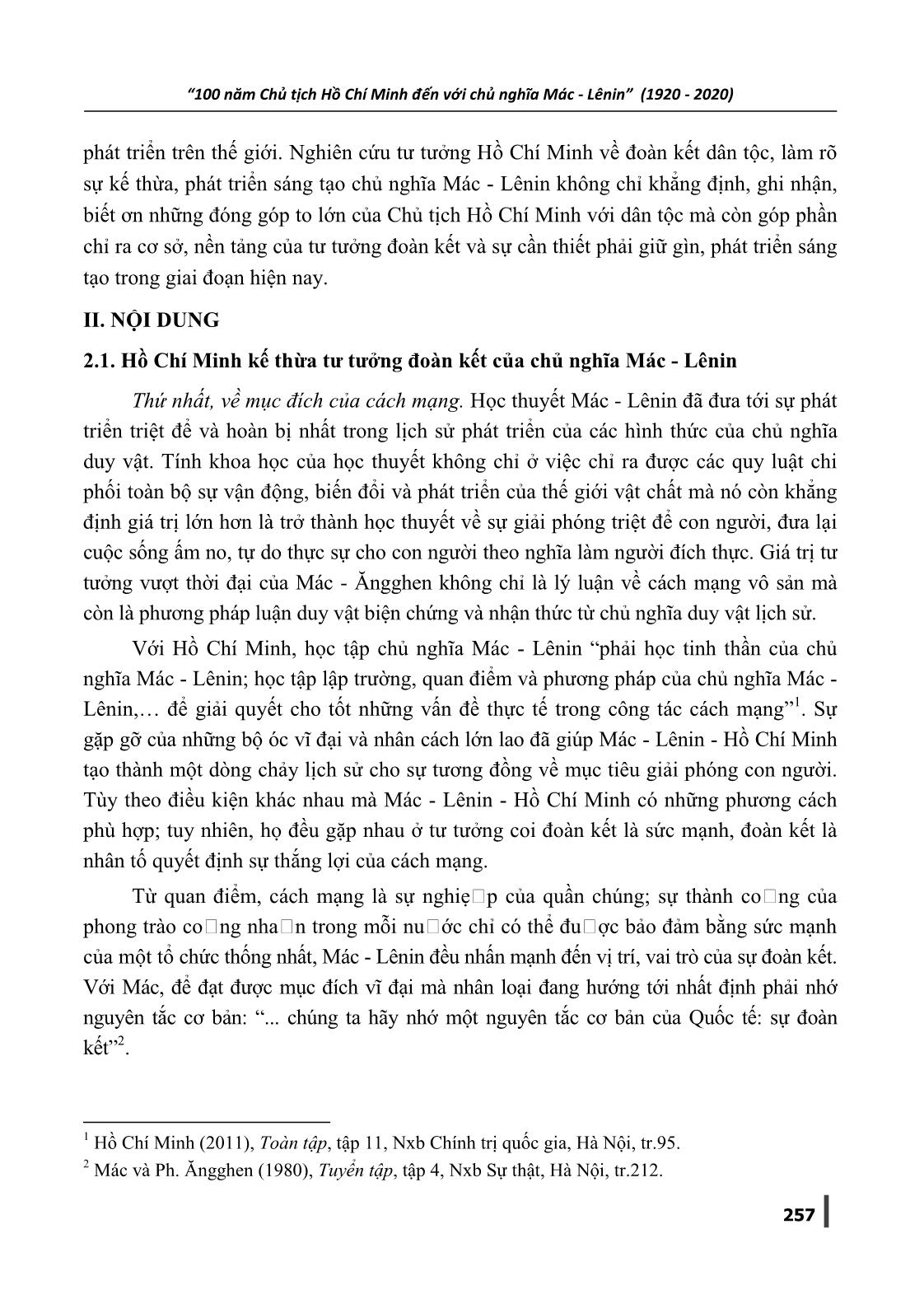 Tư tưởng đoàn kết Hồ Chí Minh - Dưới góc độ kế thừa và phát triển sáng tạo lý luận của Chủ nghĩa Mác-Lênin về đoàn kết vào Việt Nam trang 2