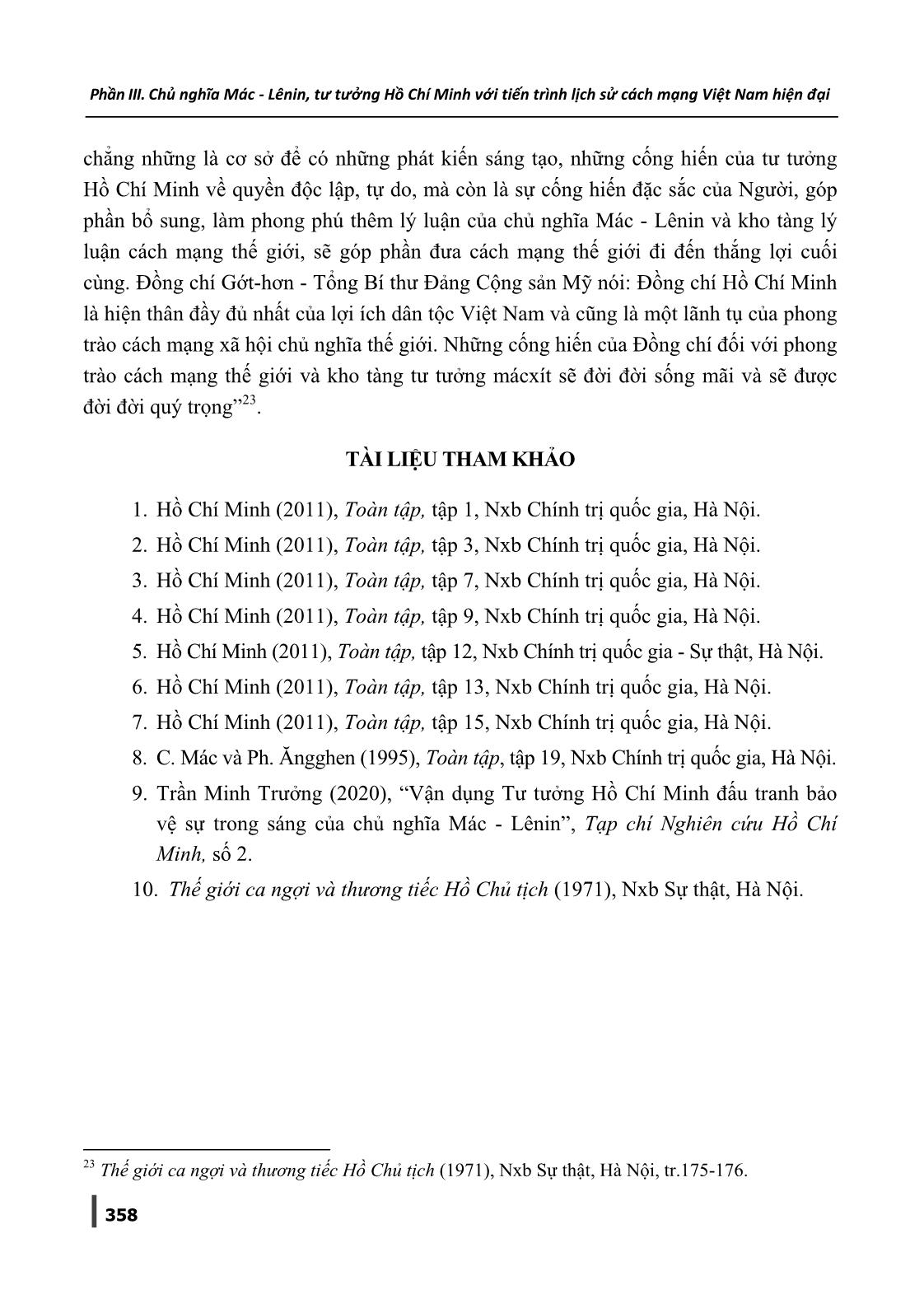 Tư tưởng Hồ Chí Minh góp phần bổ sung và làm phong phú thêm kho tàng lý luận của Chủ nghĩa Mác-Lênin về quyền độc lập, tự do của dân tộc trang 8