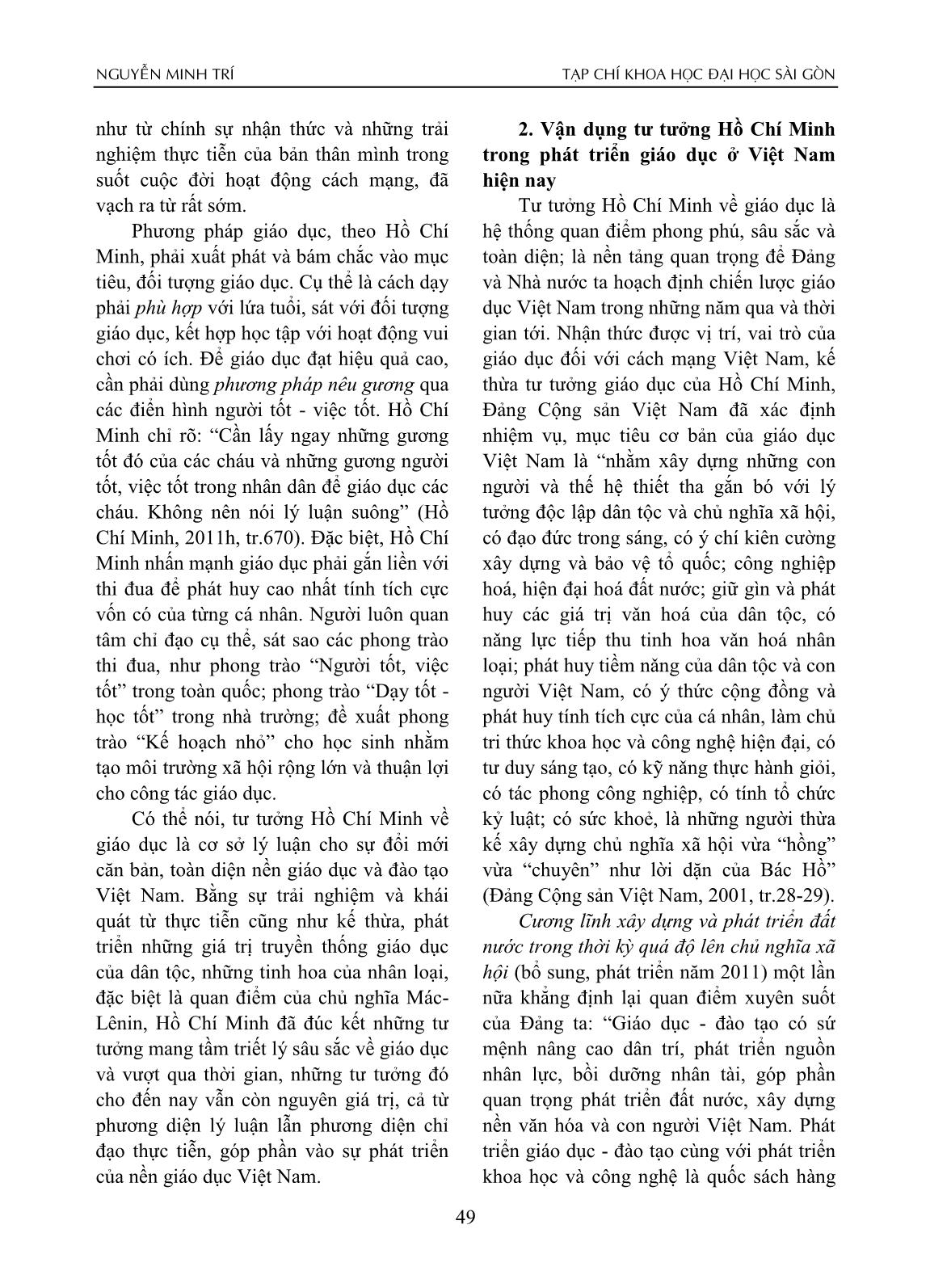 Tư tưởng Hồ Chí Minh về giáo dục và sự vận dụng trong đổi mới giáo dục ở Việt Nam hiện nay trang 6