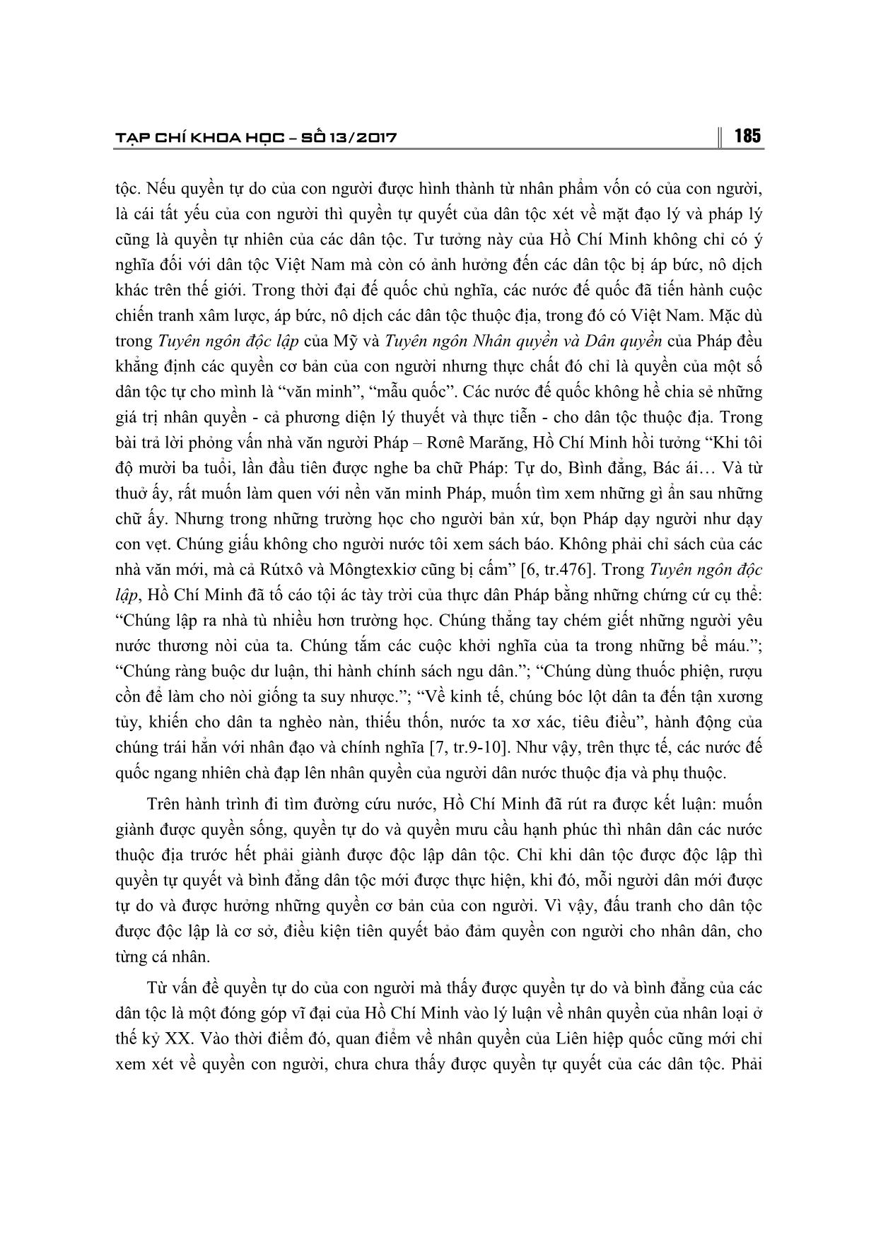 Tư tưởng nhất quán về quyền con người và quyền dân tộc trong tuyên ngôn độc lập của Hồ Chí Minh trang 7