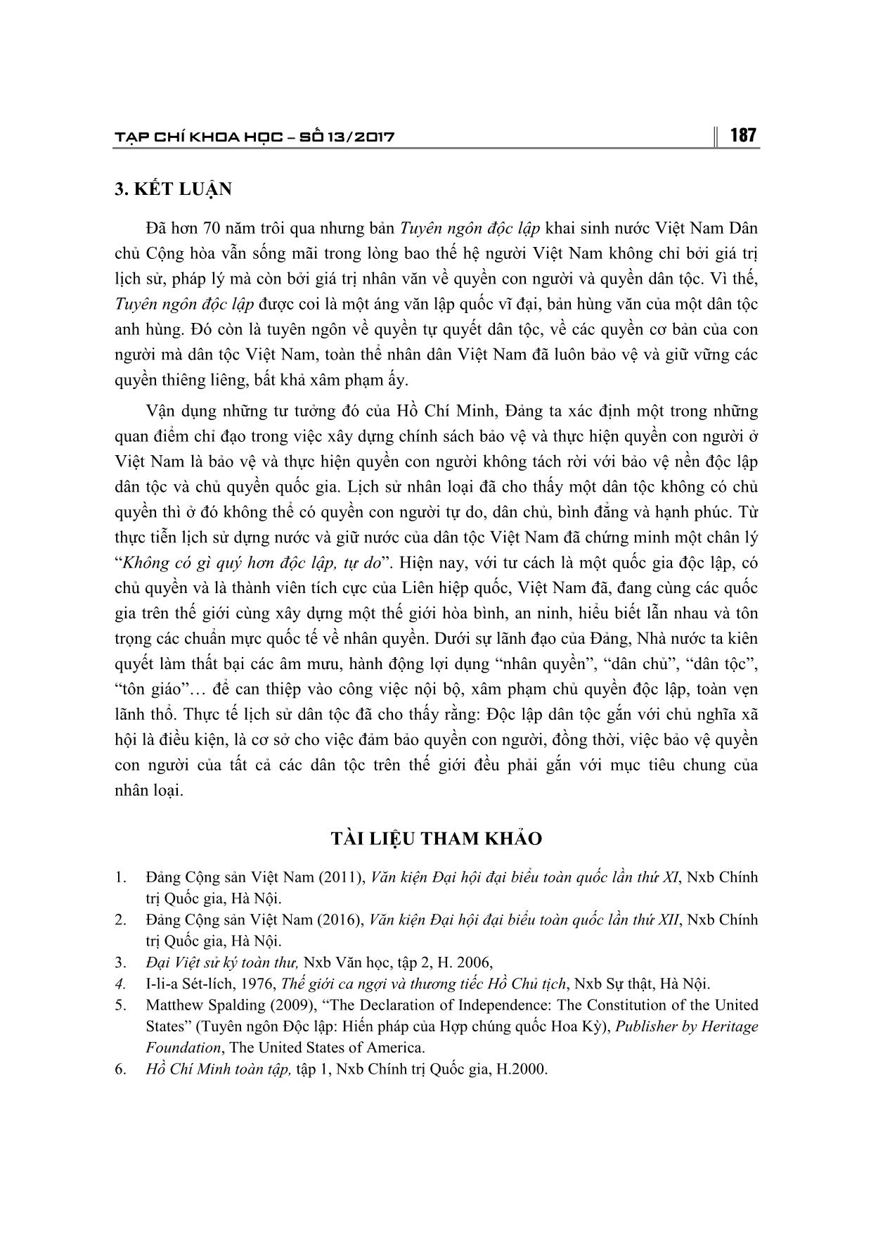 Tư tưởng nhất quán về quyền con người và quyền dân tộc trong tuyên ngôn độc lập của Hồ Chí Minh trang 9