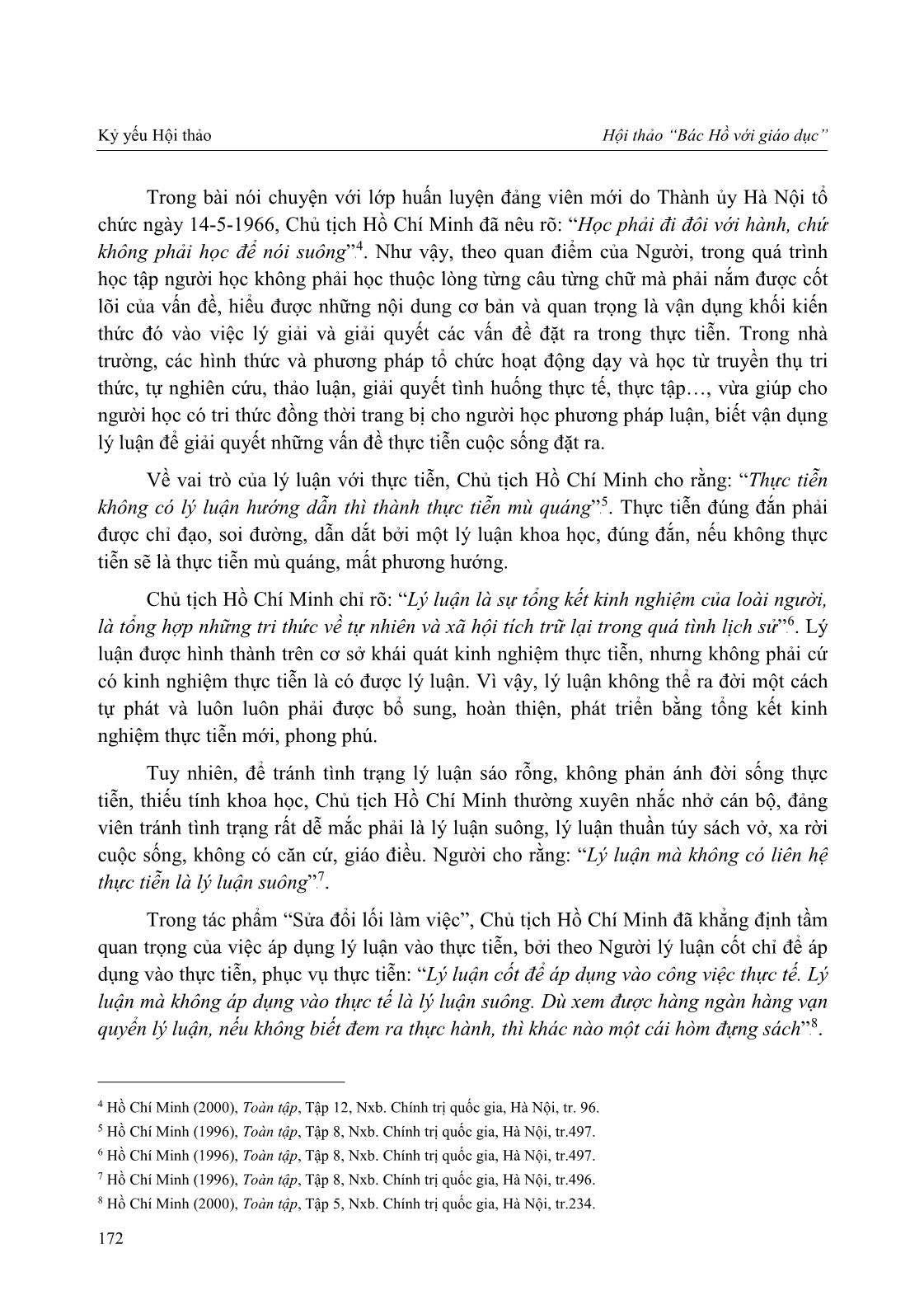 Vận dụng tư tưởng Hồ Chí Minh về “Học đi đôi với hành, lý luận gắn với thực tiễn” trong đào tạo và nghiên cứu khoa học ở trường Đại học Luật, Đại học Huế từ năm 2015 đến nay trang 2