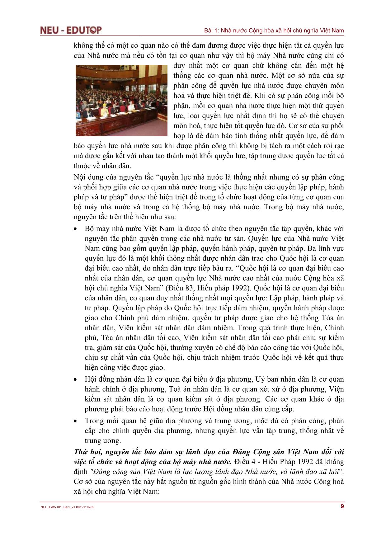 Bài giảng Những vấn đề cơ bản về Nhà nước Cộng hòa Xã hội Chủ nghĩa Việt Nam - Bài 1: Nhà nước Cộng hòa xã hội chủ nghĩa Việt Nam trang 9