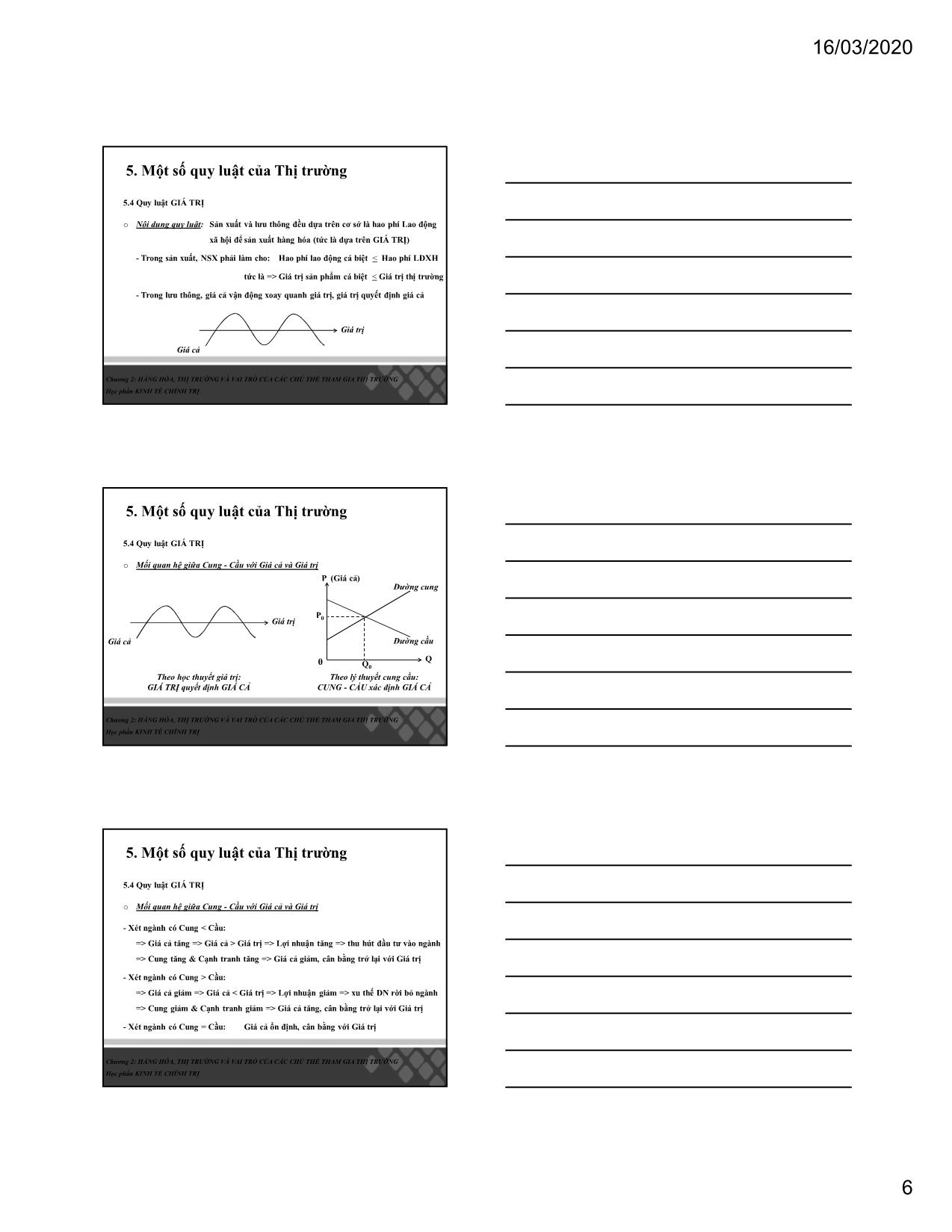 Bài giảng Kinh tế chính trị - Chương 2: Hàng hóa, thị trường và vai trò của các chủ thể tham gia thị trường (Phần 3) - Ngô Quế Lân trang 6
