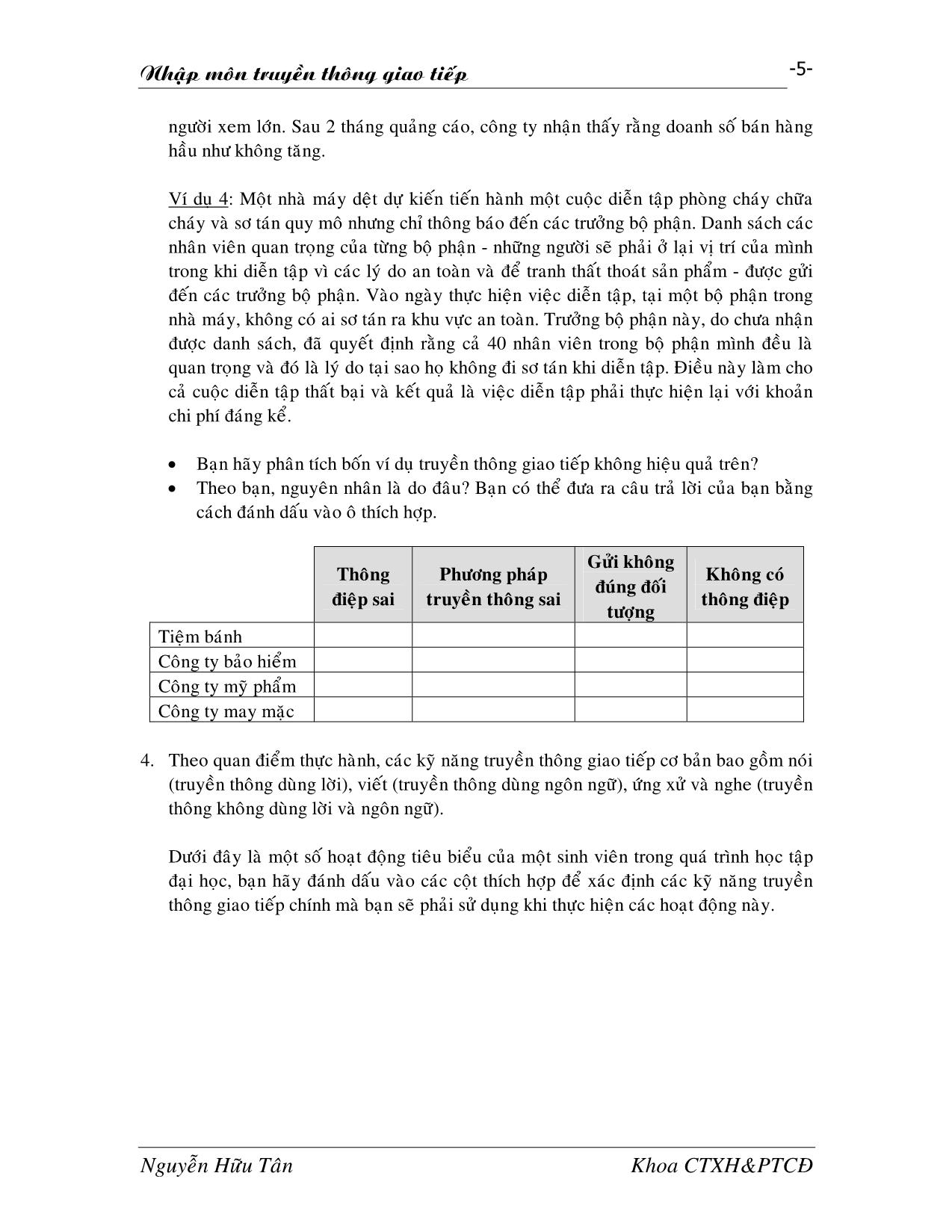 Giáo trình Nhập môn truyền thông giao tiếp trang 5