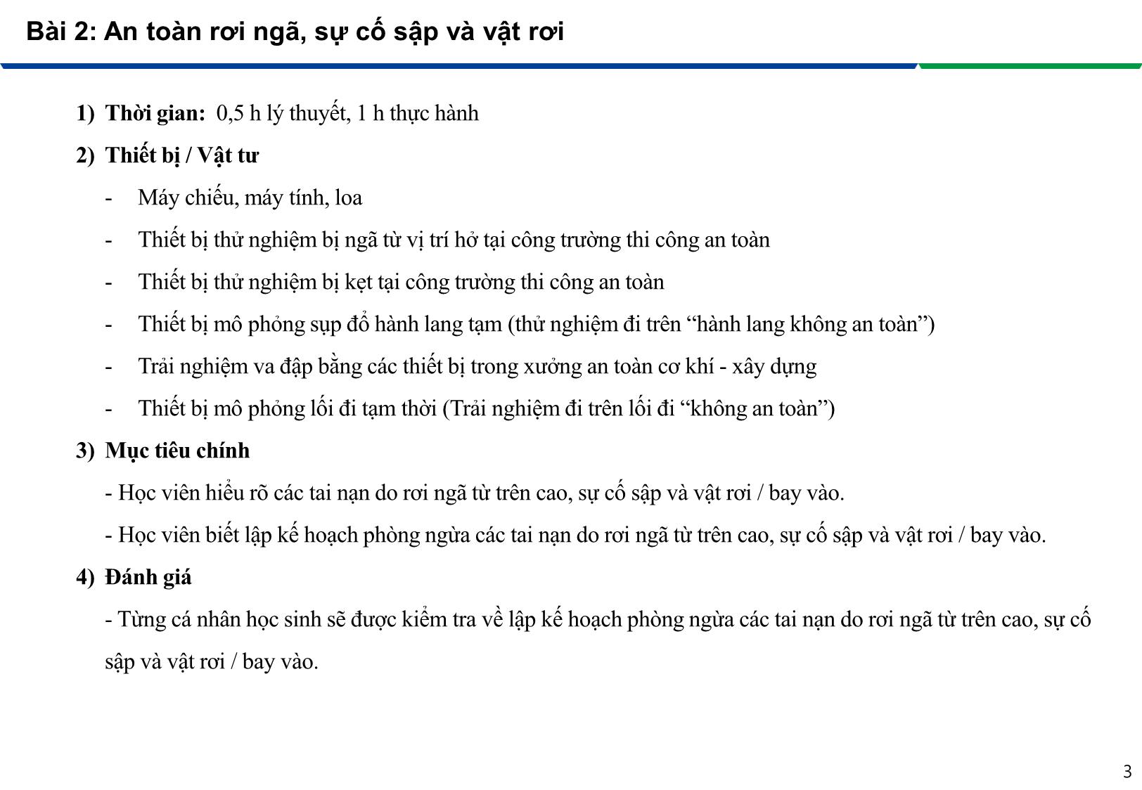 Bài giảng An toàn lao động trong nghề Hàn - Module 2: Phòng tránh các tai nạn trong nghề Hàn - Bài 2: An toàn rơi ngã, sự cố sập và vật rơi trang 3