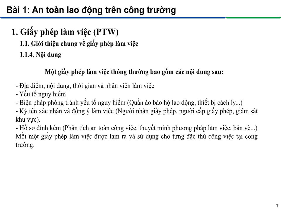 Bài giảng An toàn lao động trong nghề Hàn - Module 3: Thực hành an toàn lao động trên công trường - Bài 1: An toàn lao động trên công trường trang 7