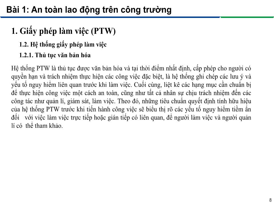 Bài giảng An toàn lao động trong nghề Hàn - Module 3: Thực hành an toàn lao động trên công trường - Bài 1: An toàn lao động trên công trường trang 8