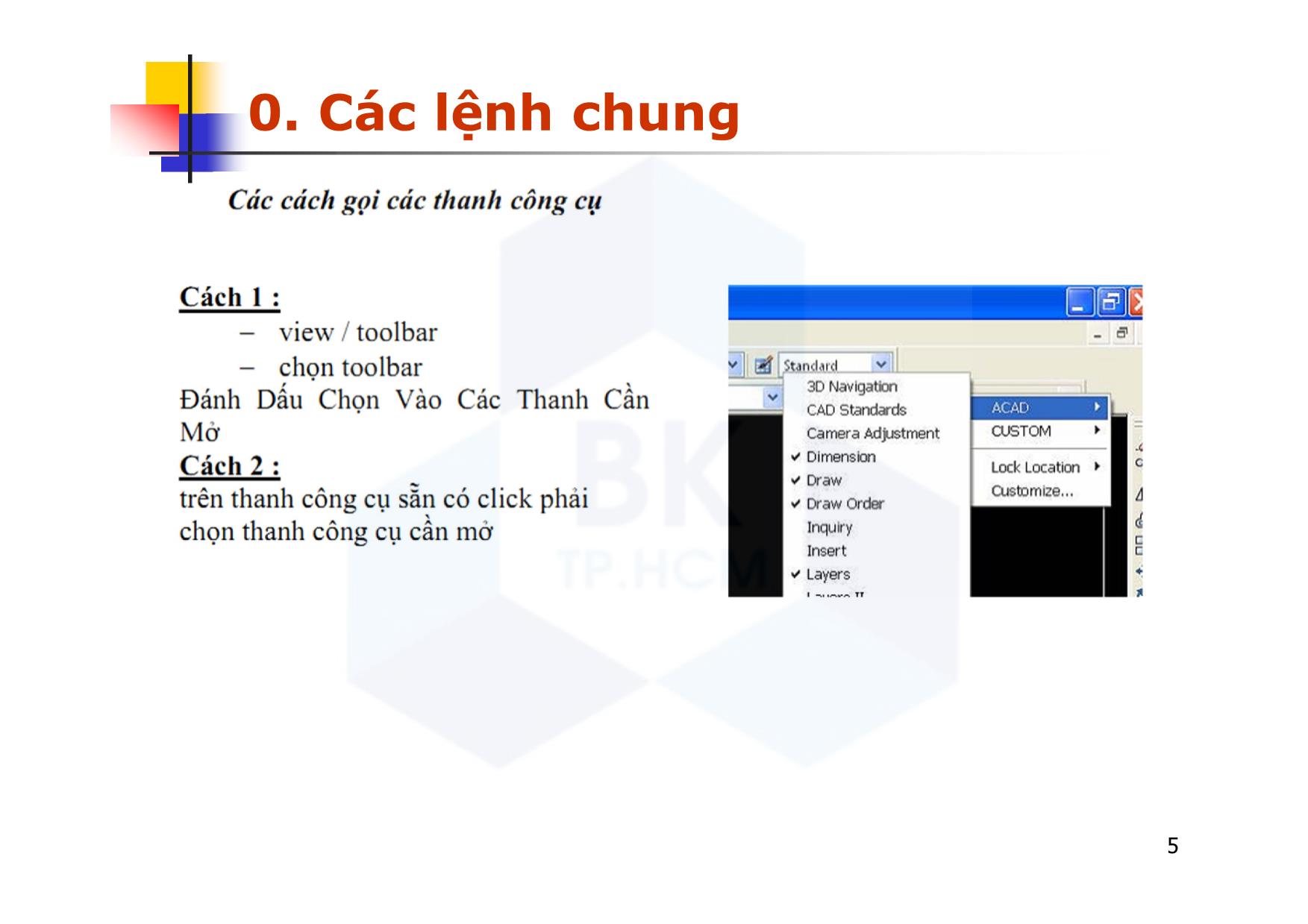 Bài giảng CAD ứng dụng trong thiết kế ô tô - Chương 3: Các lệnh vẽ cơ bản - Nguyễn Lê Duy Khải trang 5