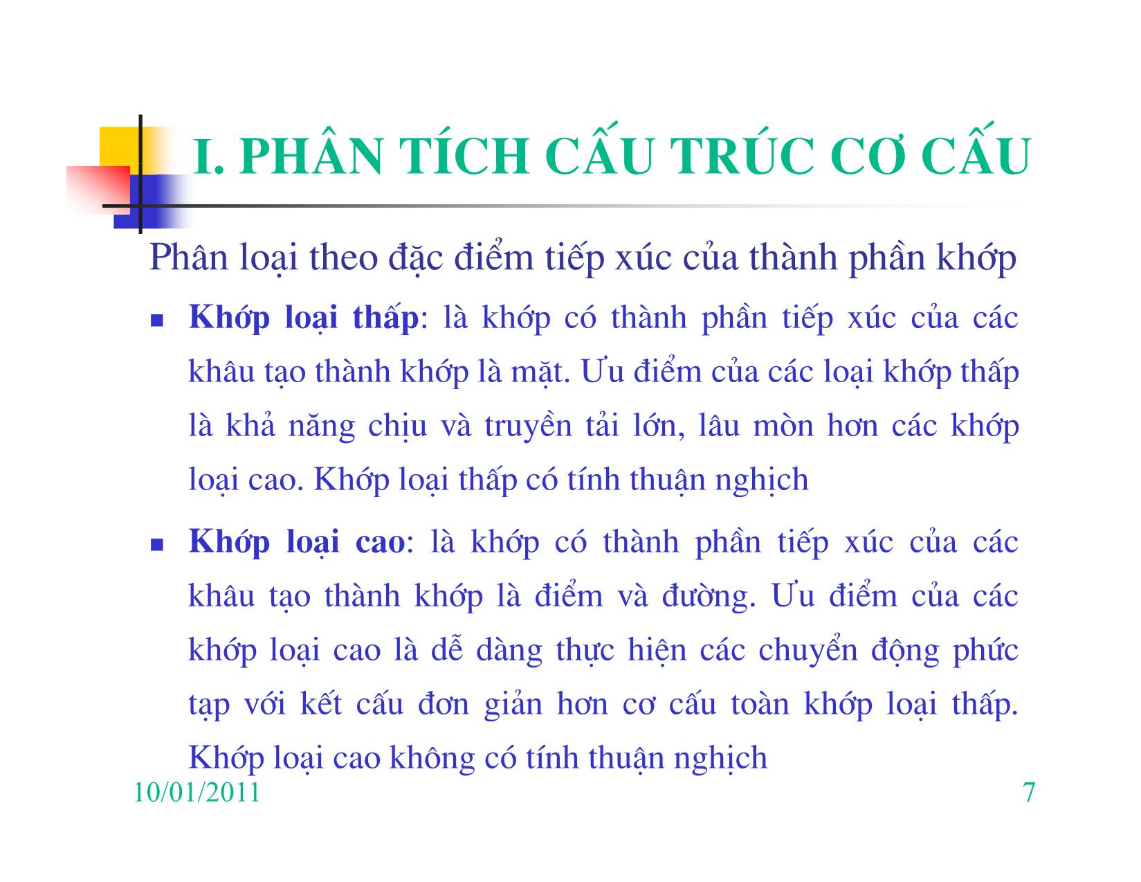 Bài giảng Nguyên lý máy - Chương I: Phân tích cấu trúc cơ cấu trang 7