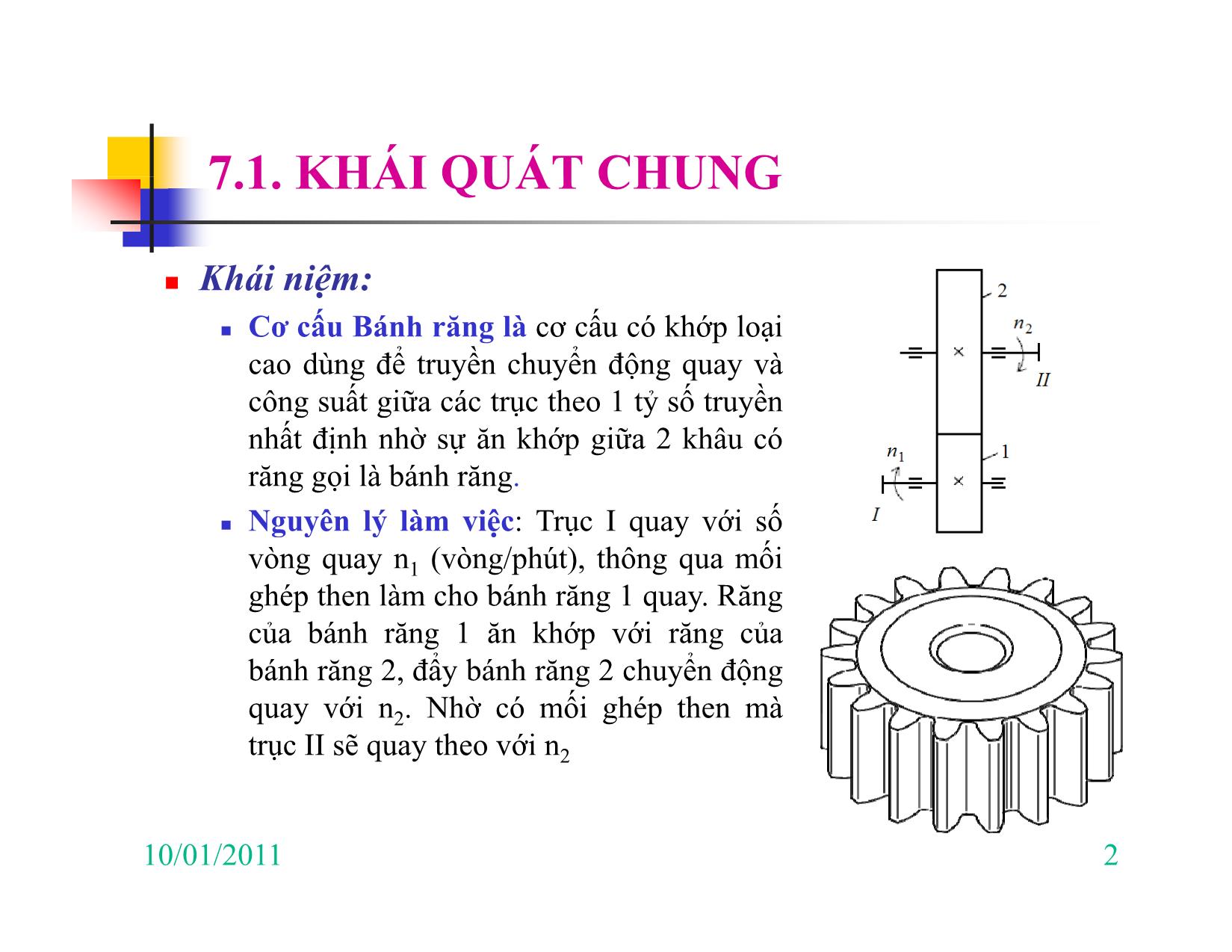 Bài giảng Nguyên lý máy - Chương VII: Cơ cấu bánh răng & hệ bánh răng trang 2