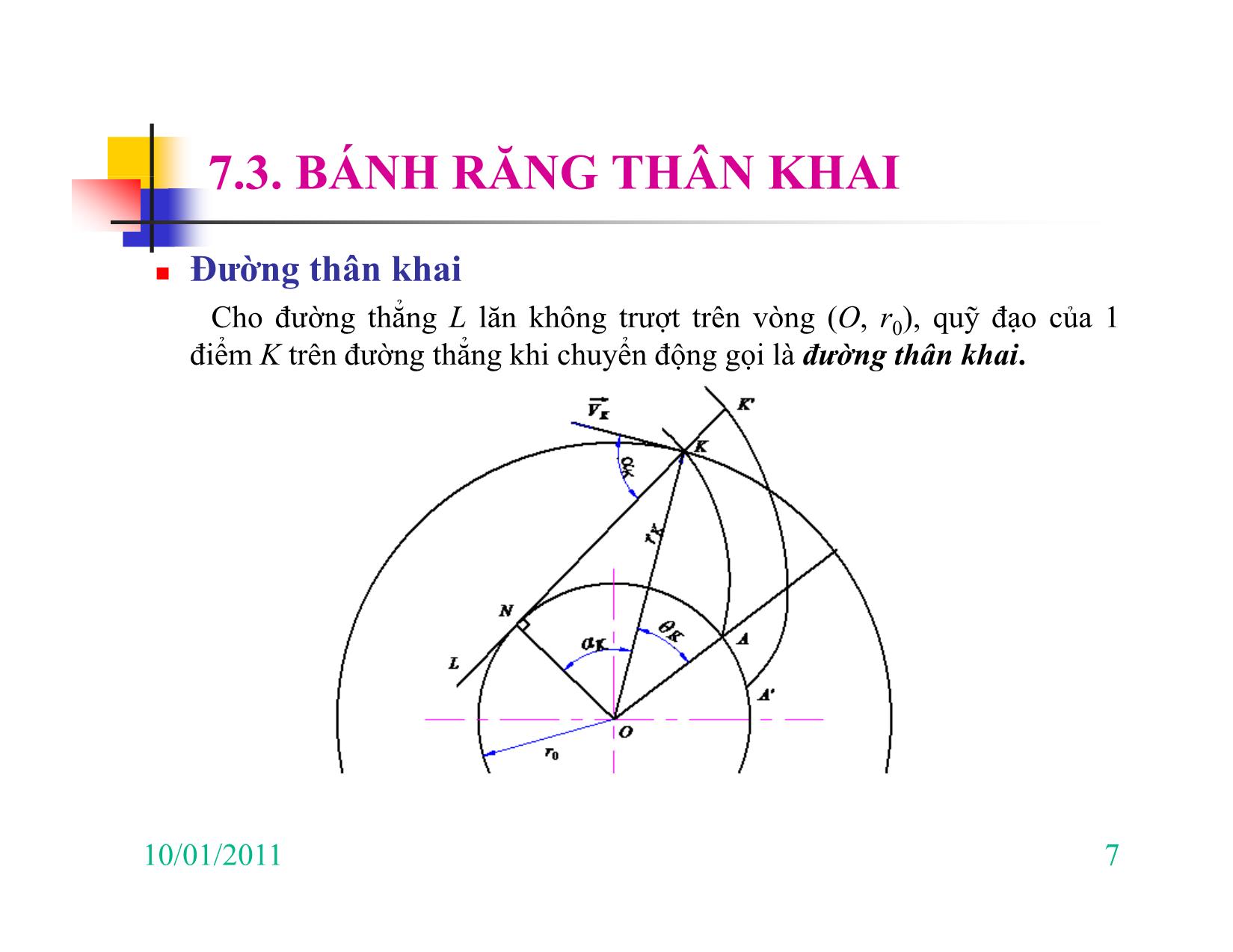 Bài giảng Nguyên lý máy - Chương VII: Cơ cấu bánh răng & hệ bánh răng trang 7