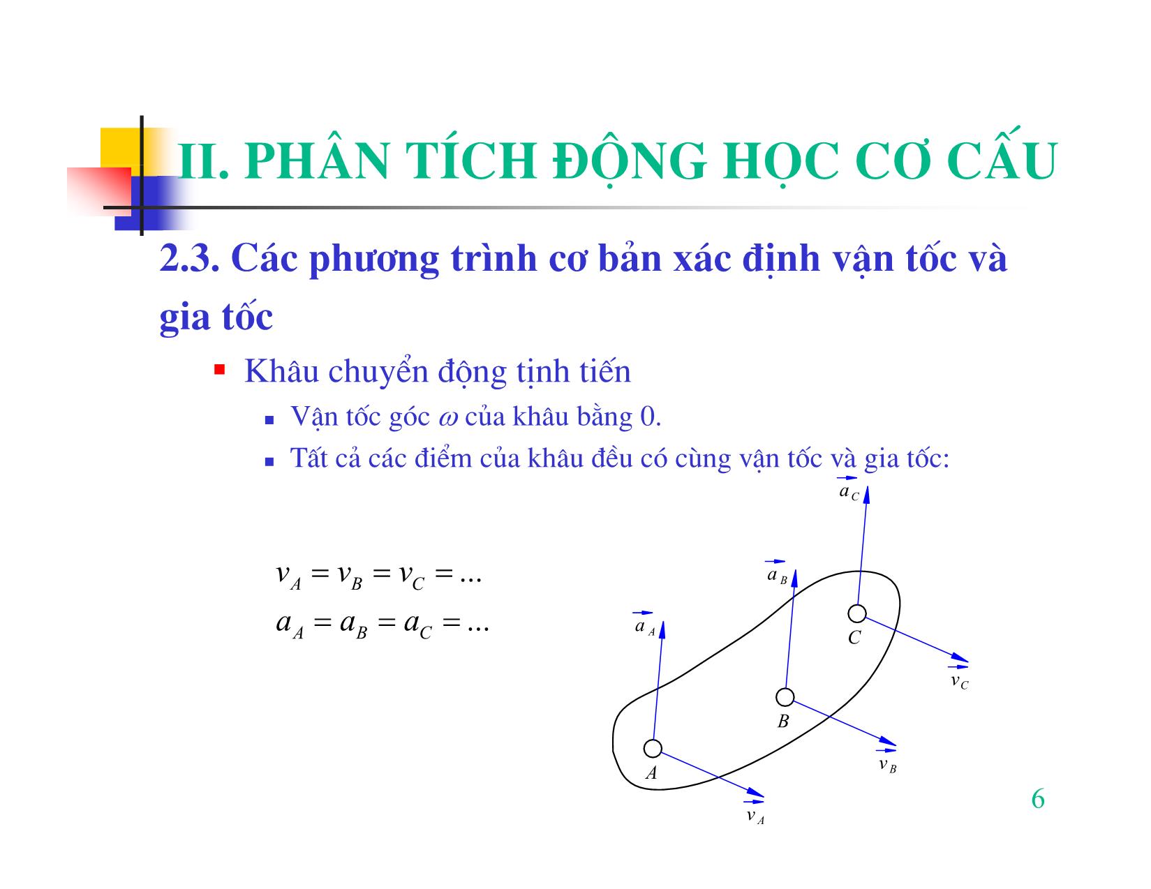 Bài giảng Nguyên lý máy - Chương II: Phân tích động học cơ cấu trang 6