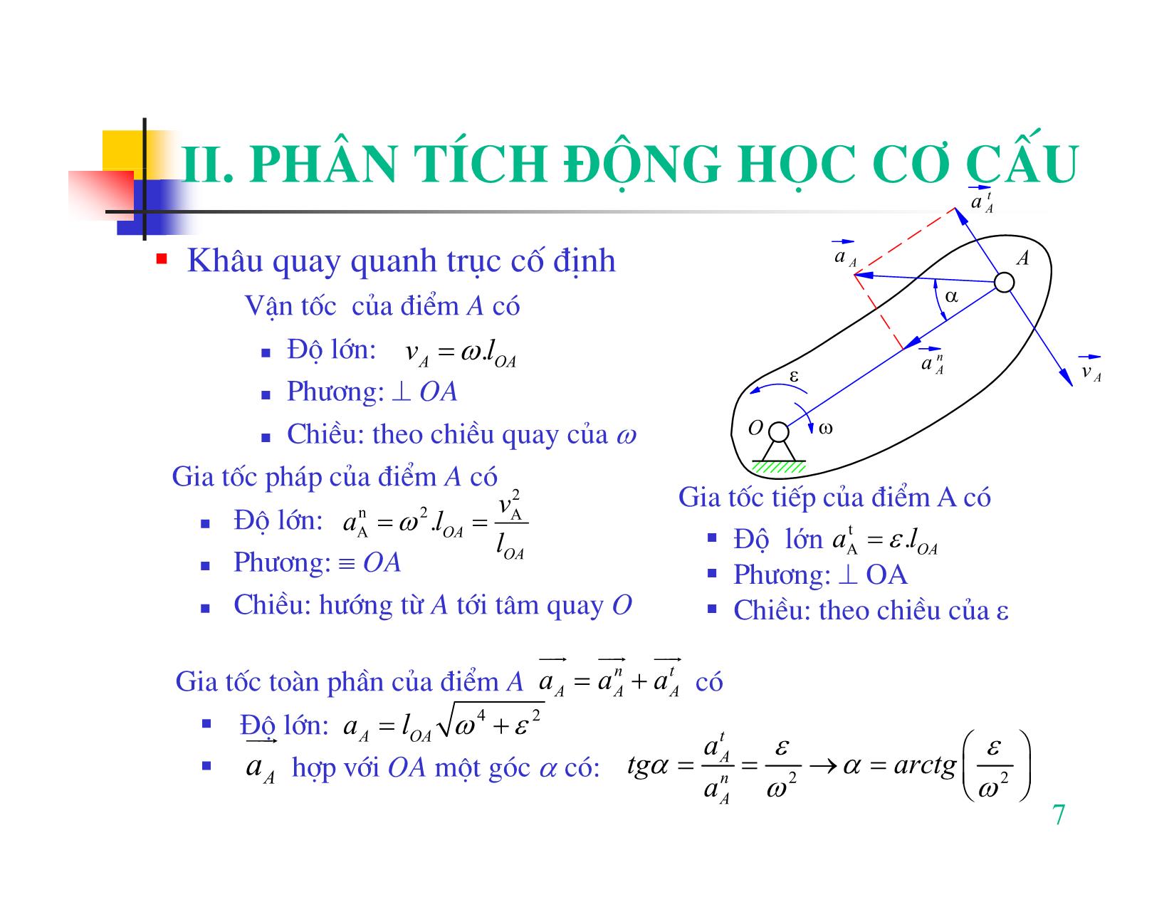 Bài giảng Nguyên lý máy - Chương II: Phân tích động học cơ cấu trang 7