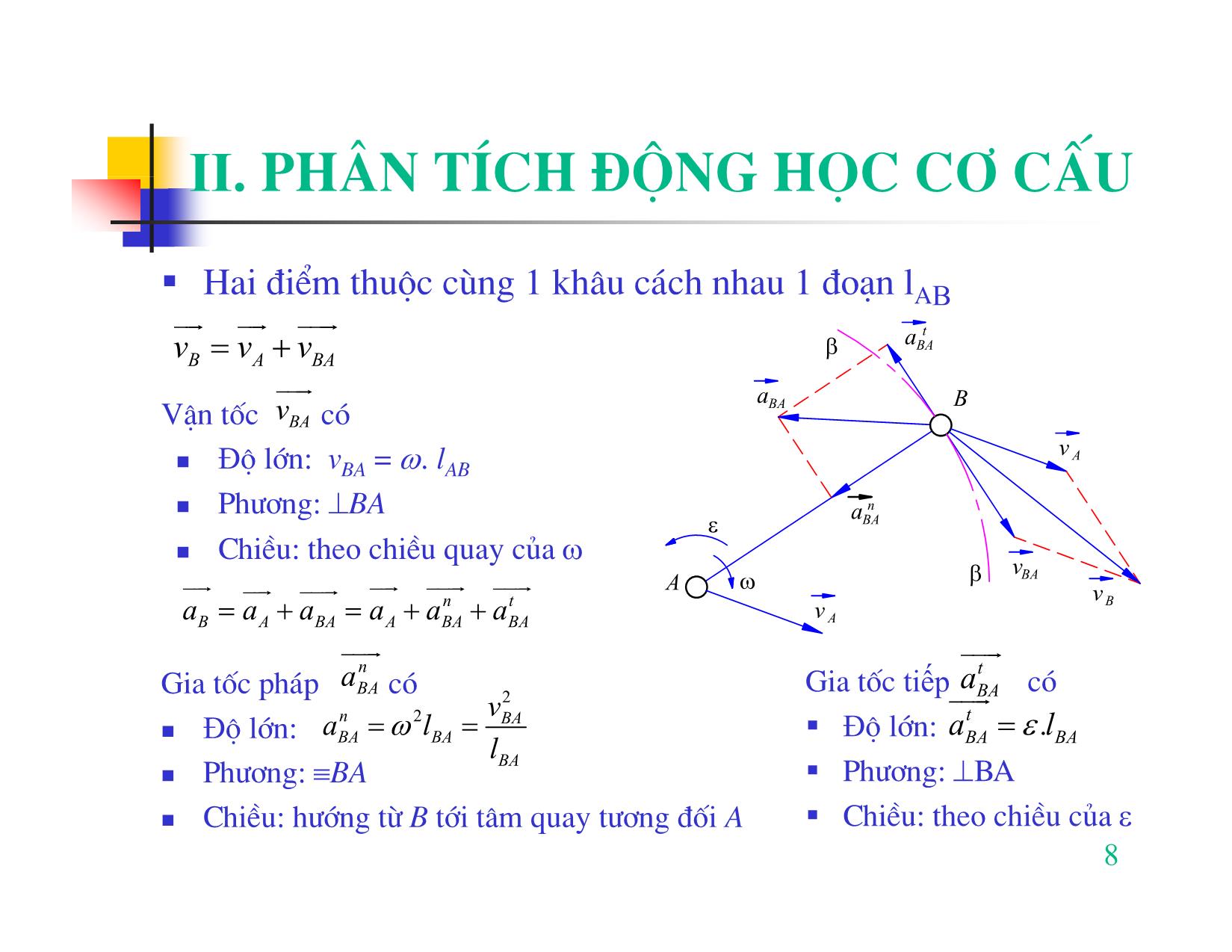 Bài giảng Nguyên lý máy - Chương II: Phân tích động học cơ cấu trang 8