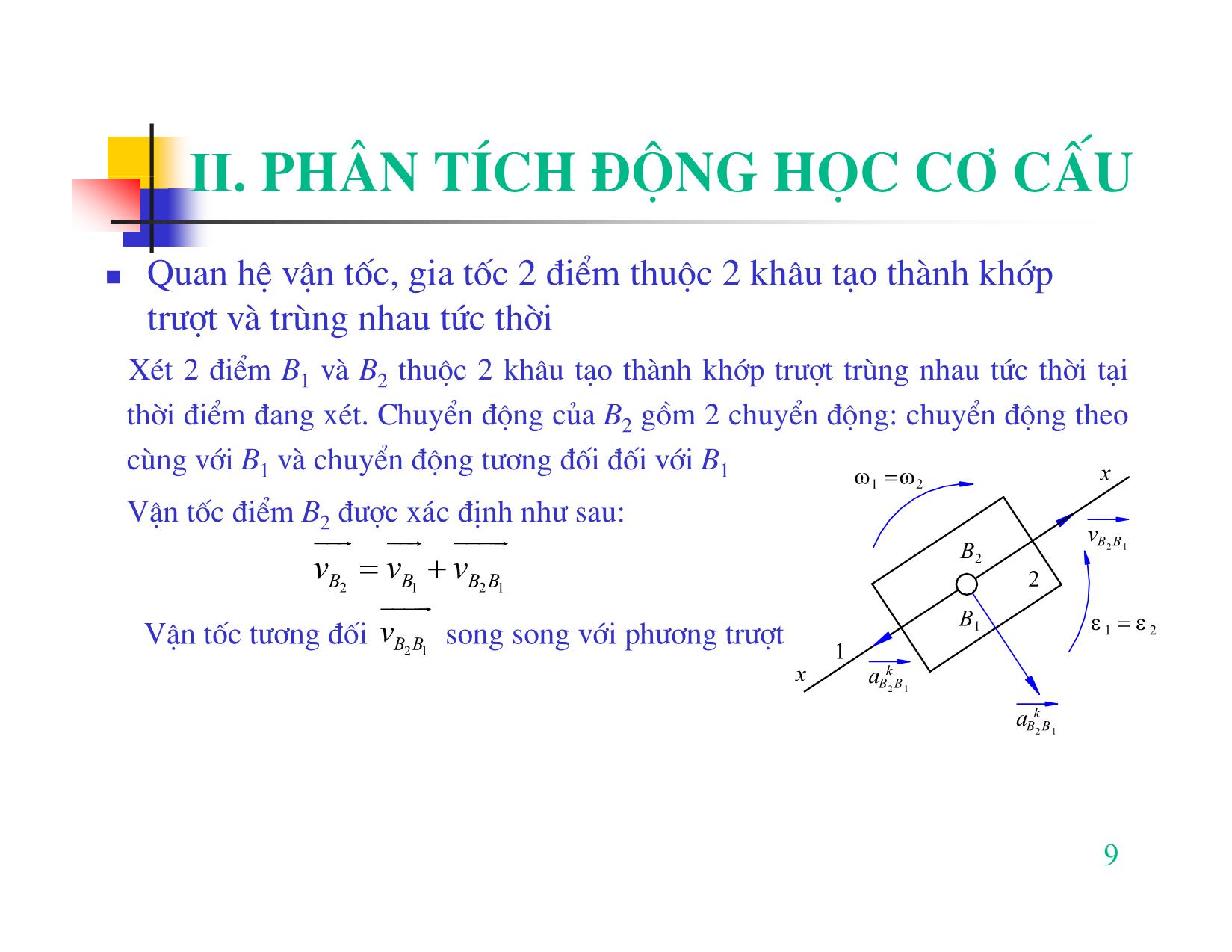 Bài giảng Nguyên lý máy - Chương II: Phân tích động học cơ cấu trang 9