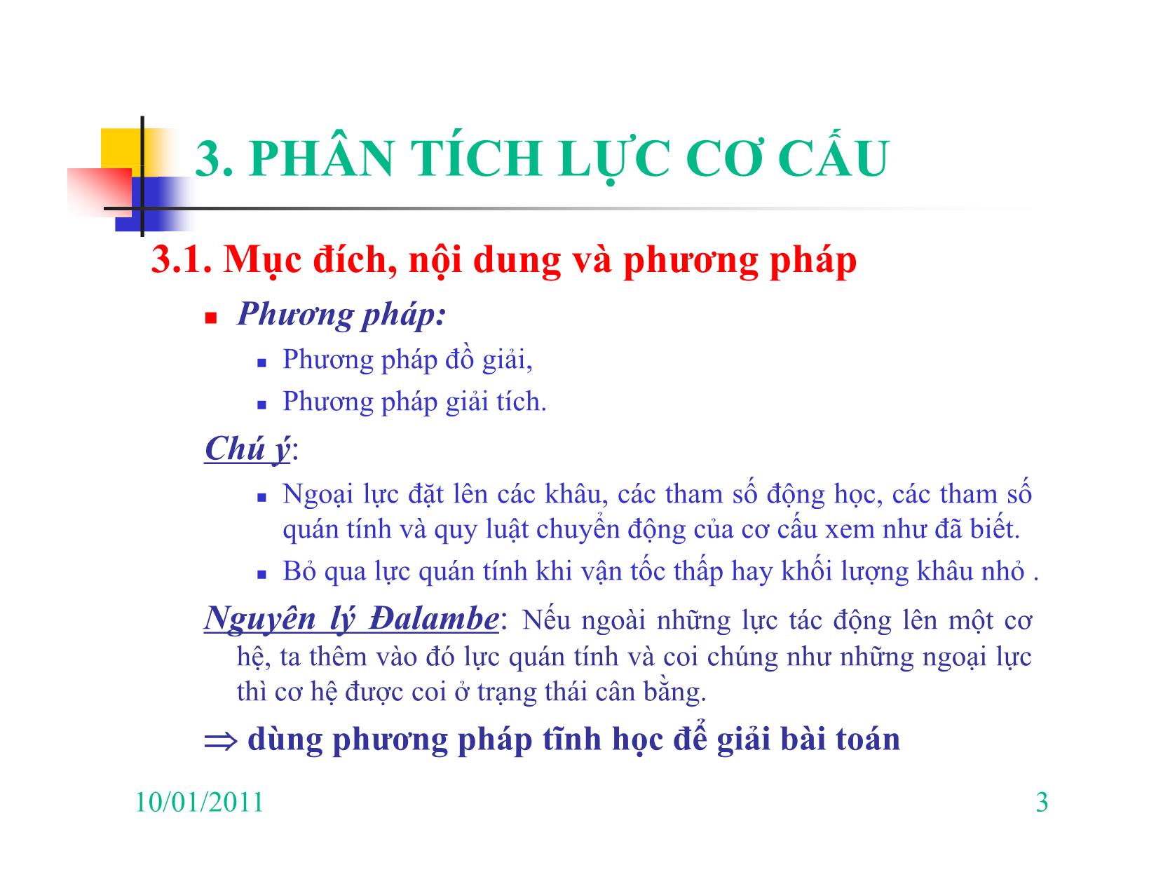 Bài giảng Nguyên lý máy - Chương III: Phân tích lực cơ cấu trang 3