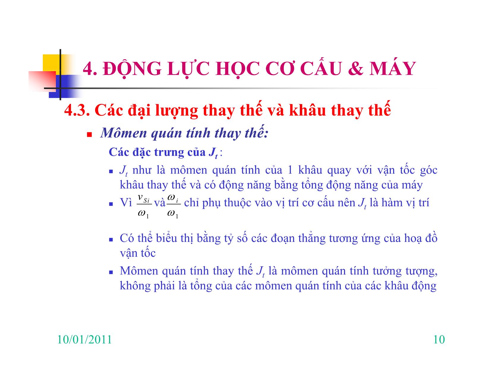 Bài giảng Nguyên lý máy - Chương IV: Động lực học cơ cấu & máy trang 10