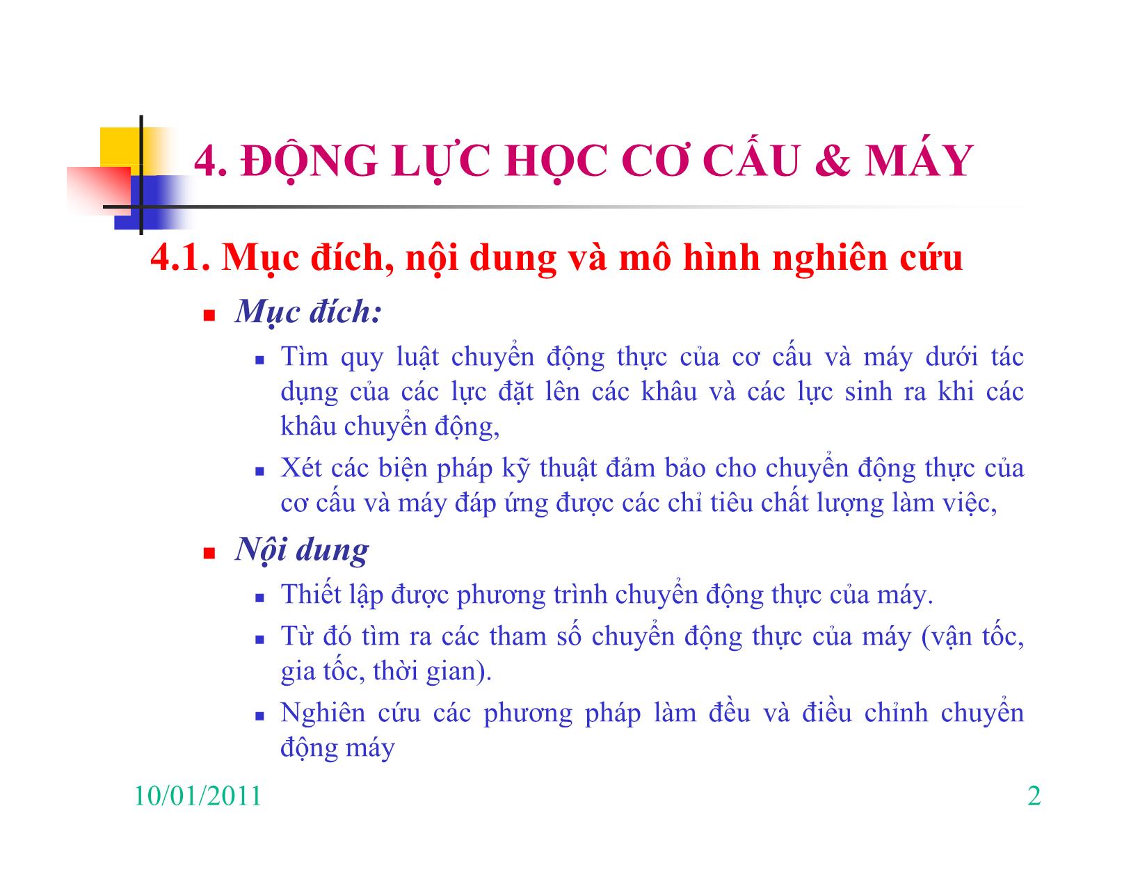 Bài giảng Nguyên lý máy - Chương IV: Động lực học cơ cấu & máy trang 2