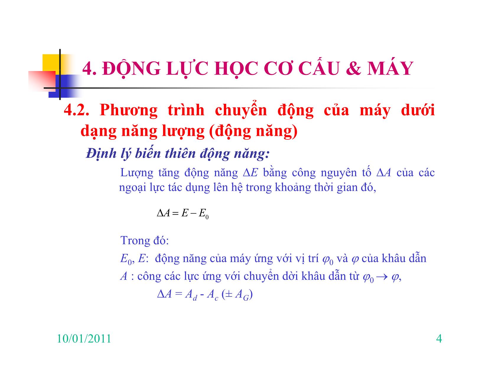 Bài giảng Nguyên lý máy - Chương IV: Động lực học cơ cấu & máy trang 4