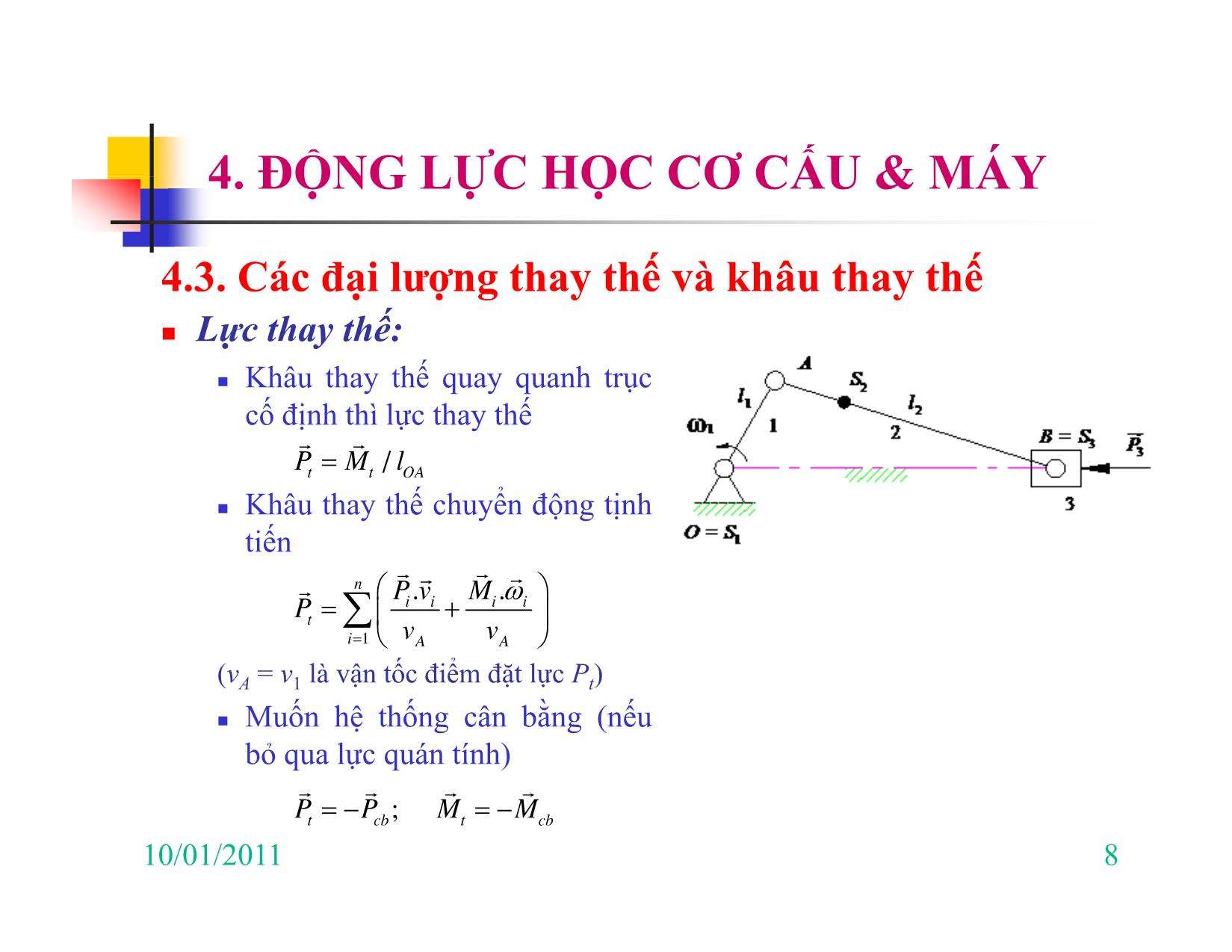 Bài giảng Nguyên lý máy - Chương IV: Động lực học cơ cấu & máy trang 8