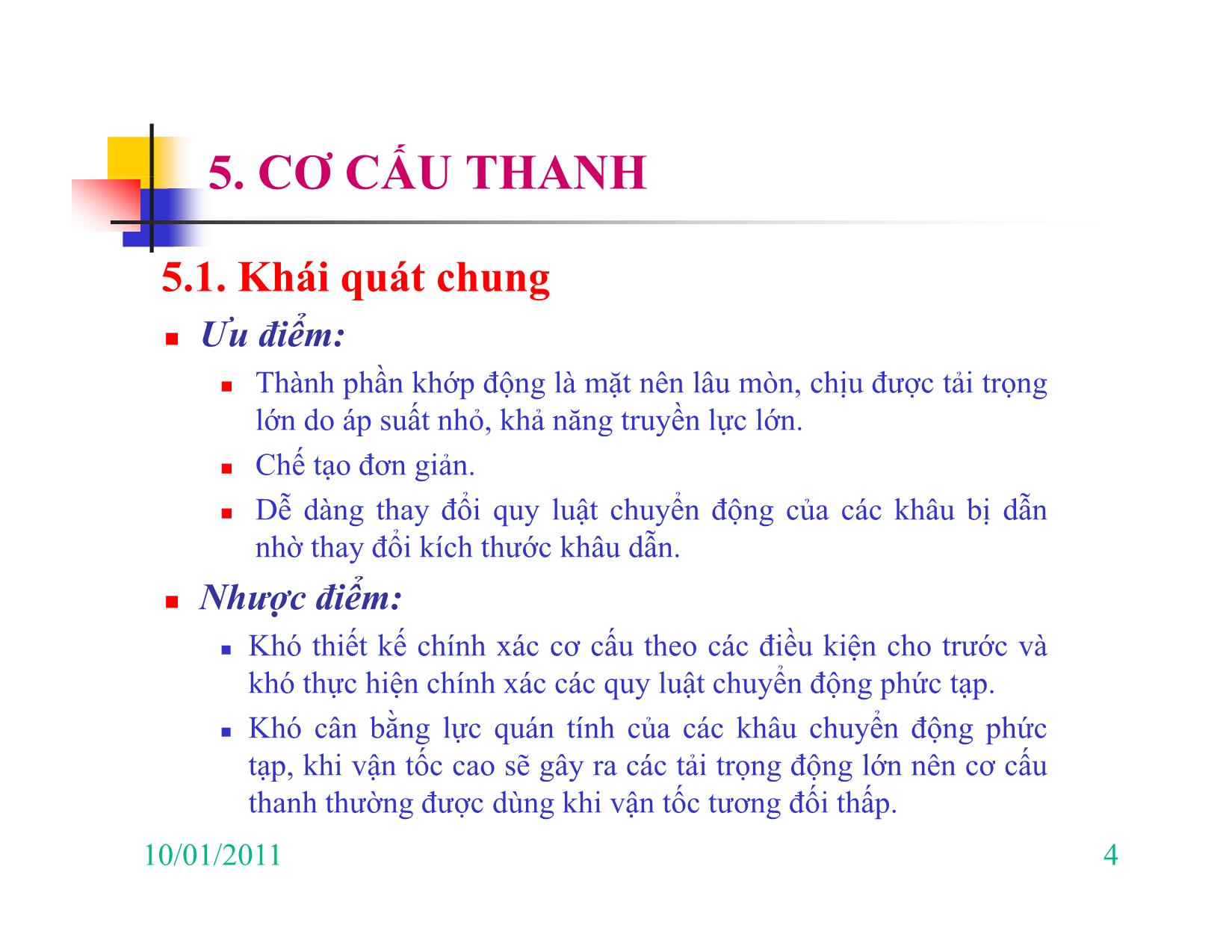 Bài giảng Nguyên lý máy - Chương V: Cơ cấu thanh trang 4