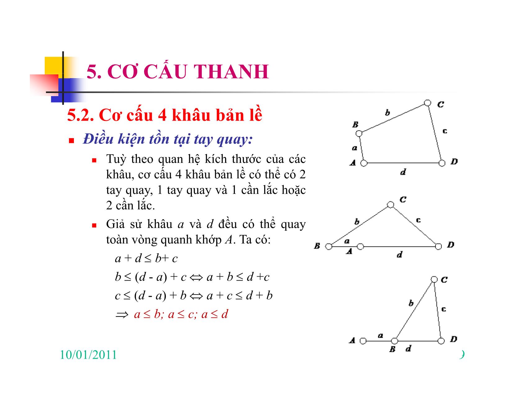 Bài giảng Nguyên lý máy - Chương V: Cơ cấu thanh trang 9