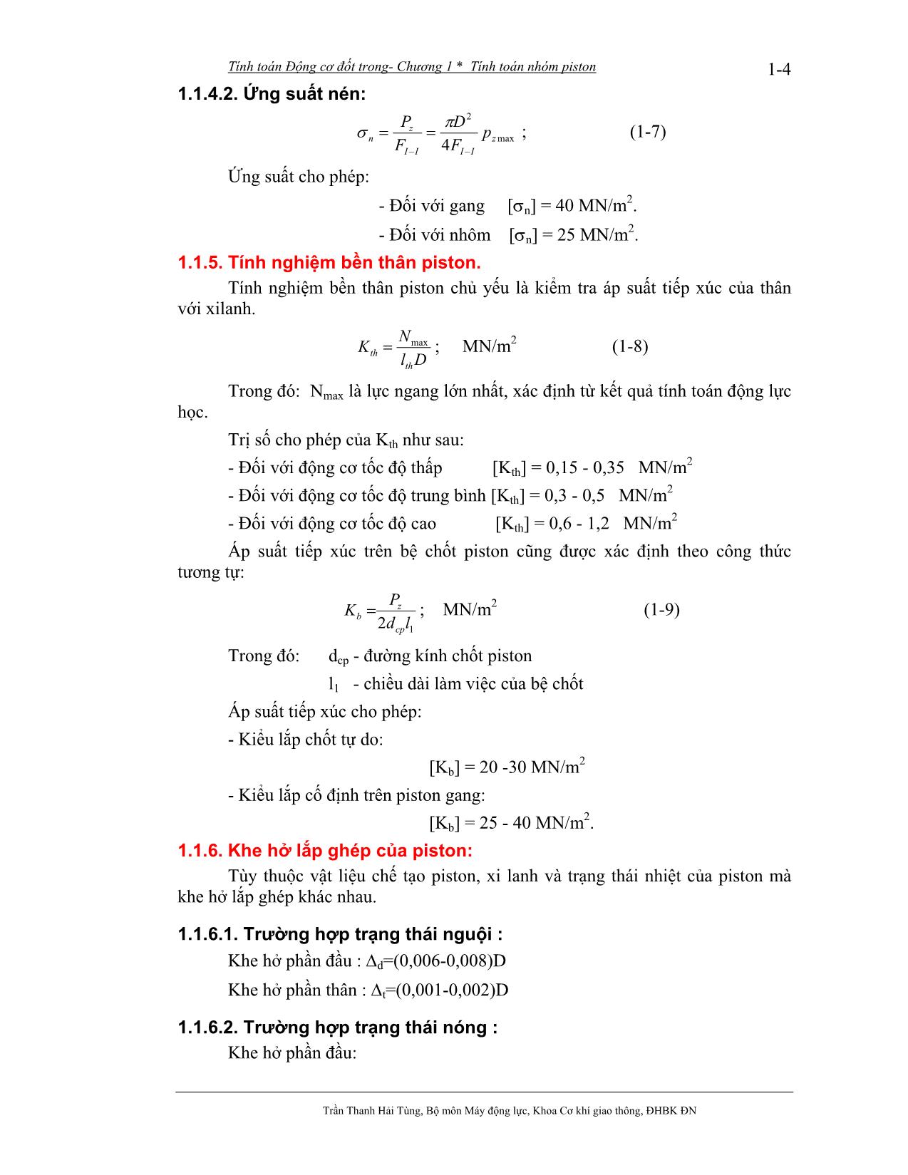 Bài giảng Tính toán thiết kế động cơ đốt trong - Trần Thanh Hải Tùng trang 5