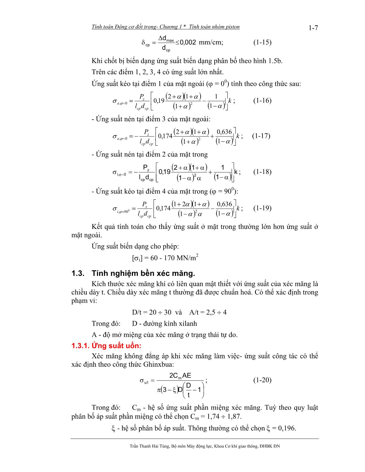 Bài giảng Tính toán thiết kế động cơ đốt trong - Trần Thanh Hải Tùng trang 8