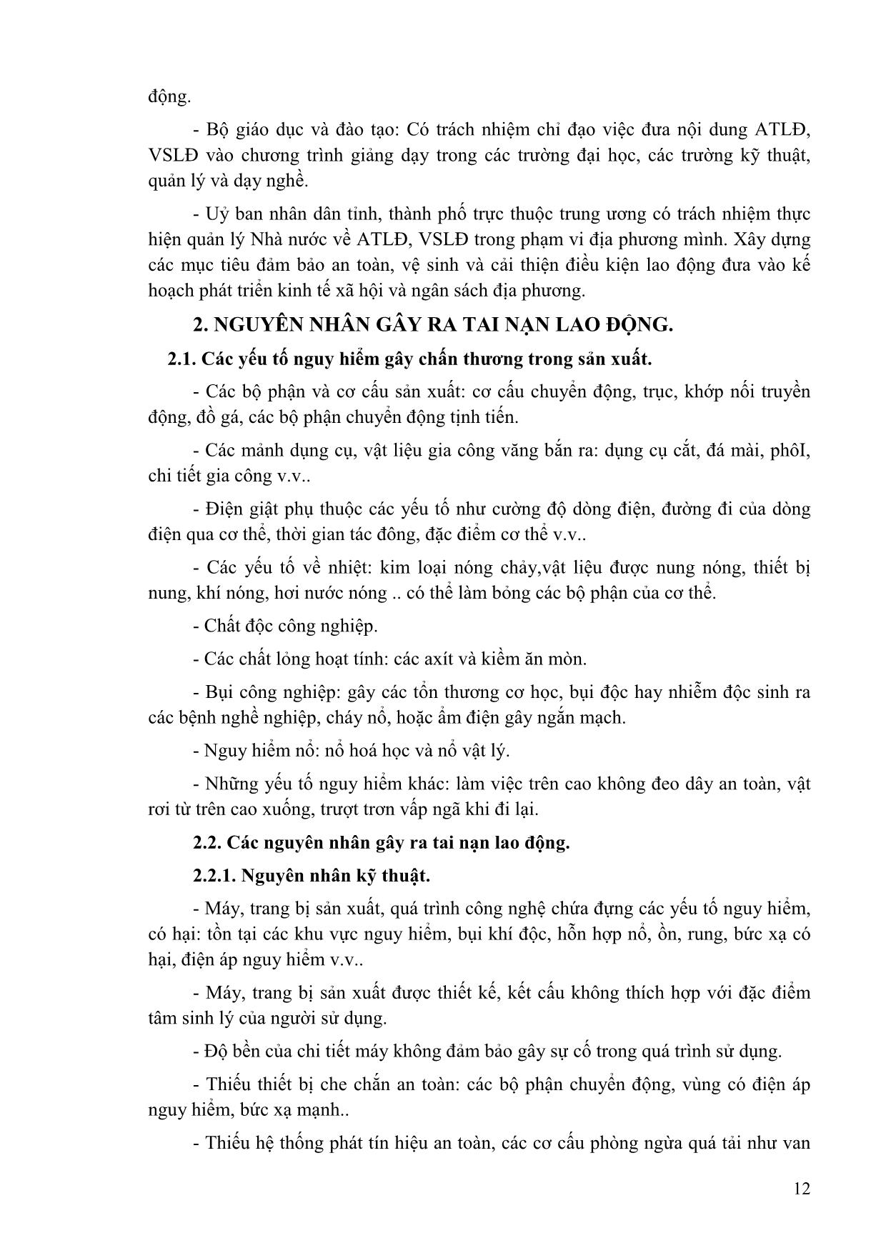 Giáo trình An toàn lao động - Nghề: Cắt gọt kim loại trang 10