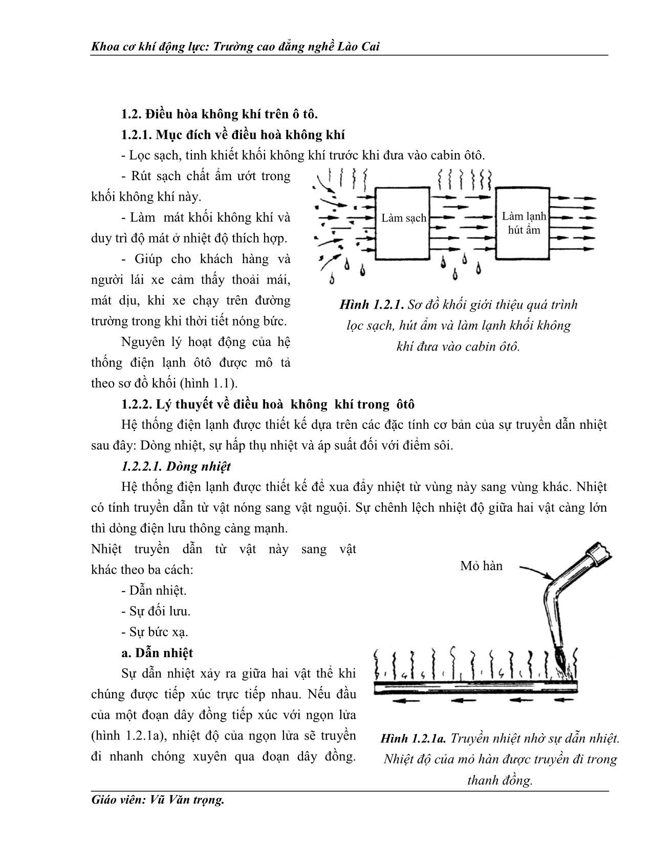 Bài giảng Bảo dưỡng và sửa chữa hệ thống điều hòa không khí trên ô tô - Vũ Văn Trọng trang 10