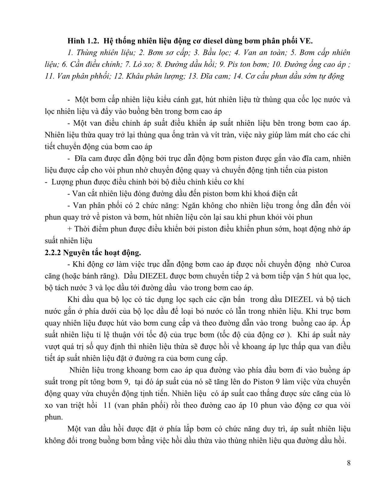 Giáo trình mô đun Bảo dưỡng và sửa chữa hệ thống nhiên liệu động cơ diesel trang 8