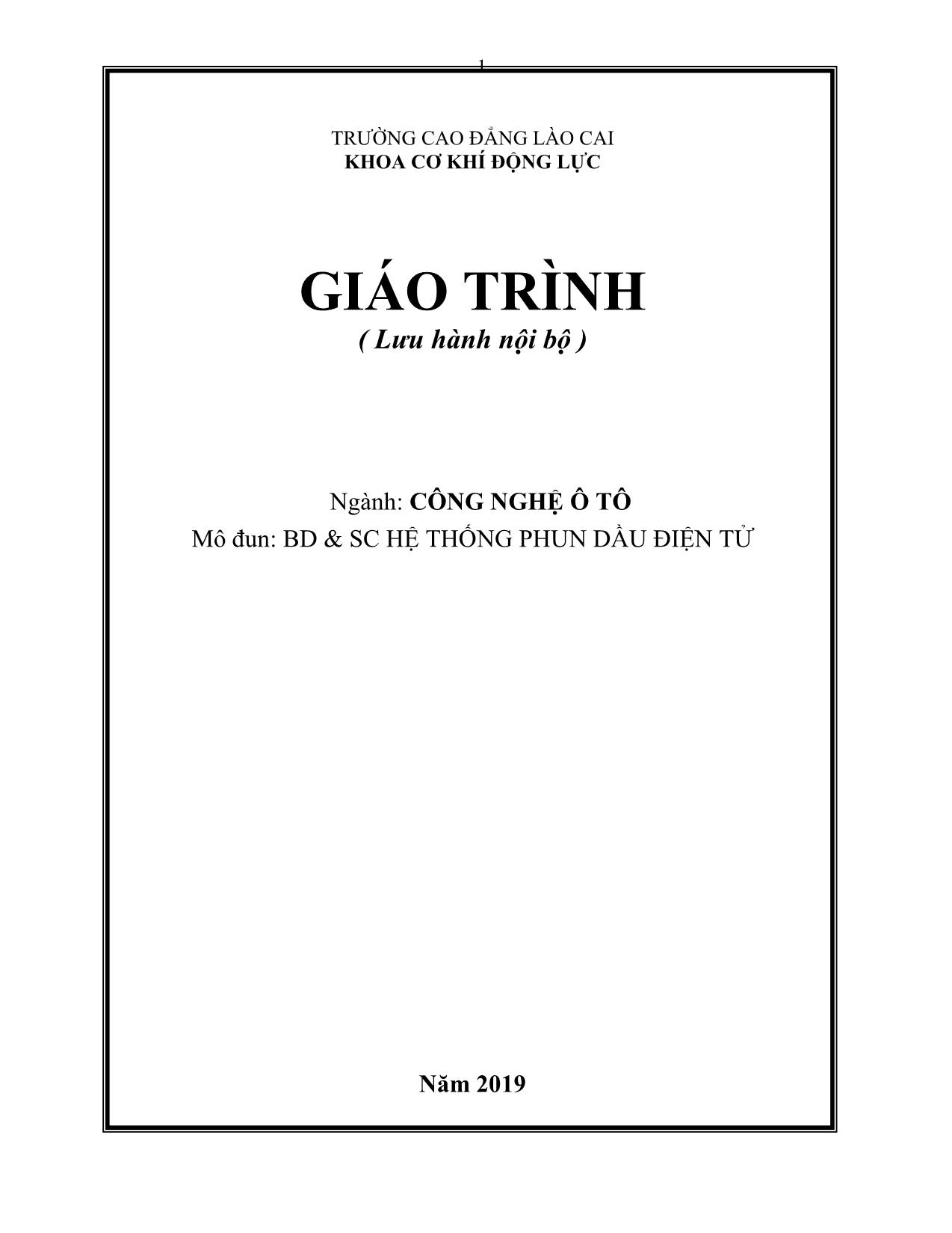 Giáo trình mô đun Bảo dưỡng và sửa chữa hệ thống phun dầu điện tử trang 1