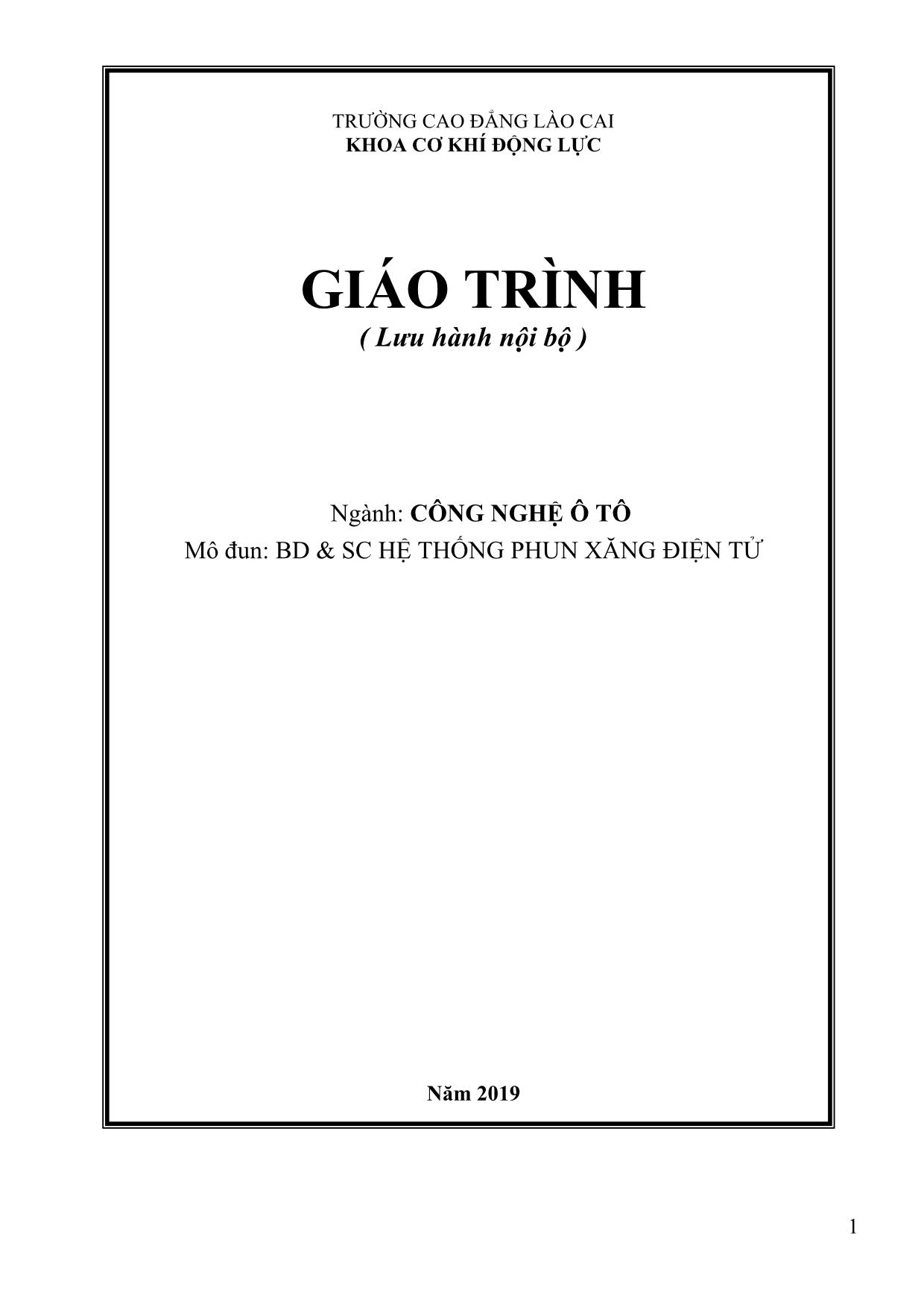 Giáo trình mô đun Bảo dưỡng và sửa chữa hệ thống phun xăng điện tử trang 1