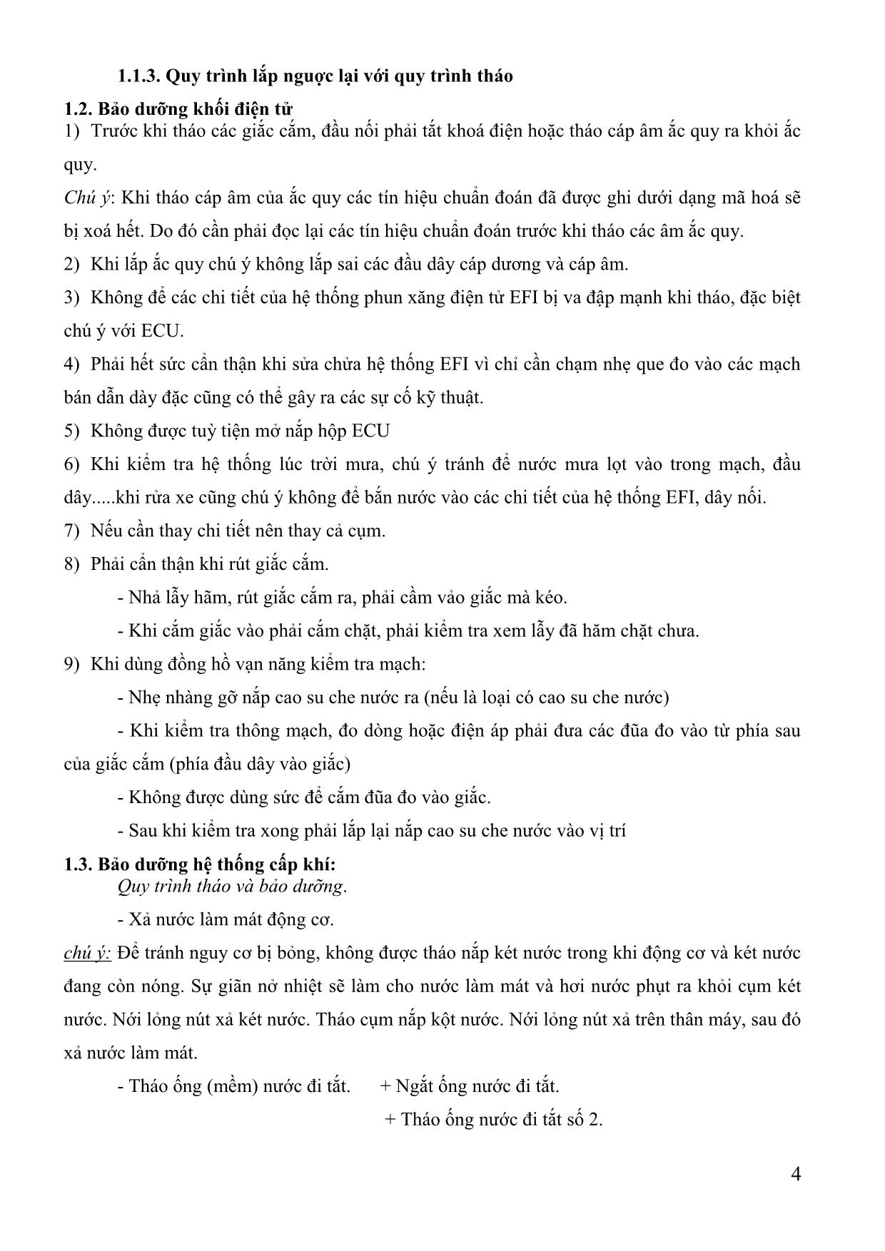 Giáo trình mô đun Bảo dưỡng và sửa chữa hệ thống phun xăng điện tử trang 4