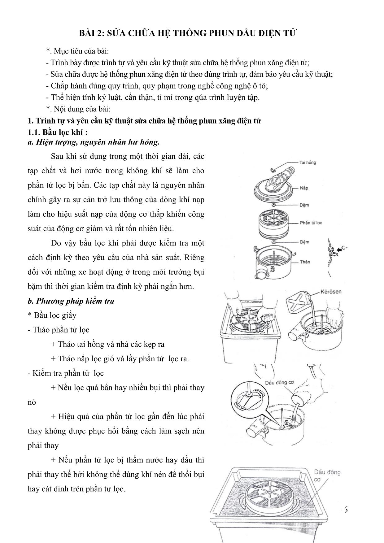 Giáo trình mô đun Bảo dưỡng và sửa chữa hệ thống phun xăng điện tử trang 6